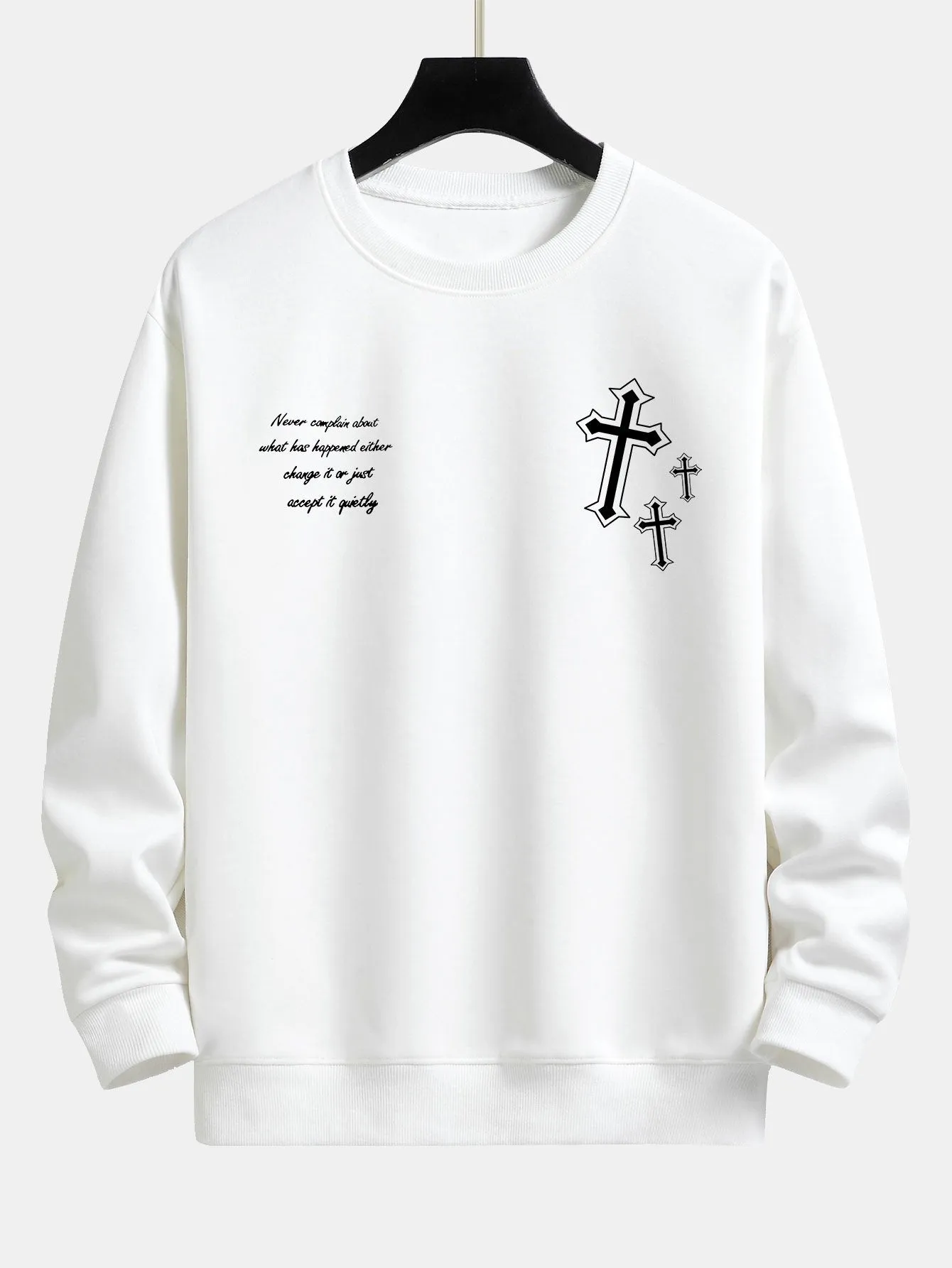 Cross Slogan Print Relax Fit Sweatshirt sold by Hoooyi product image thumbnail 2