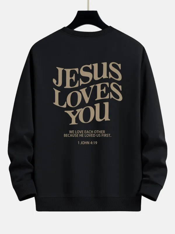 Jesus Loves You Back Print Relax Fit Sweatshirt sold by Hoooyi