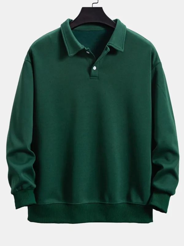 Relax Fit Polo Collar Sweatshirt made by Hoooyi