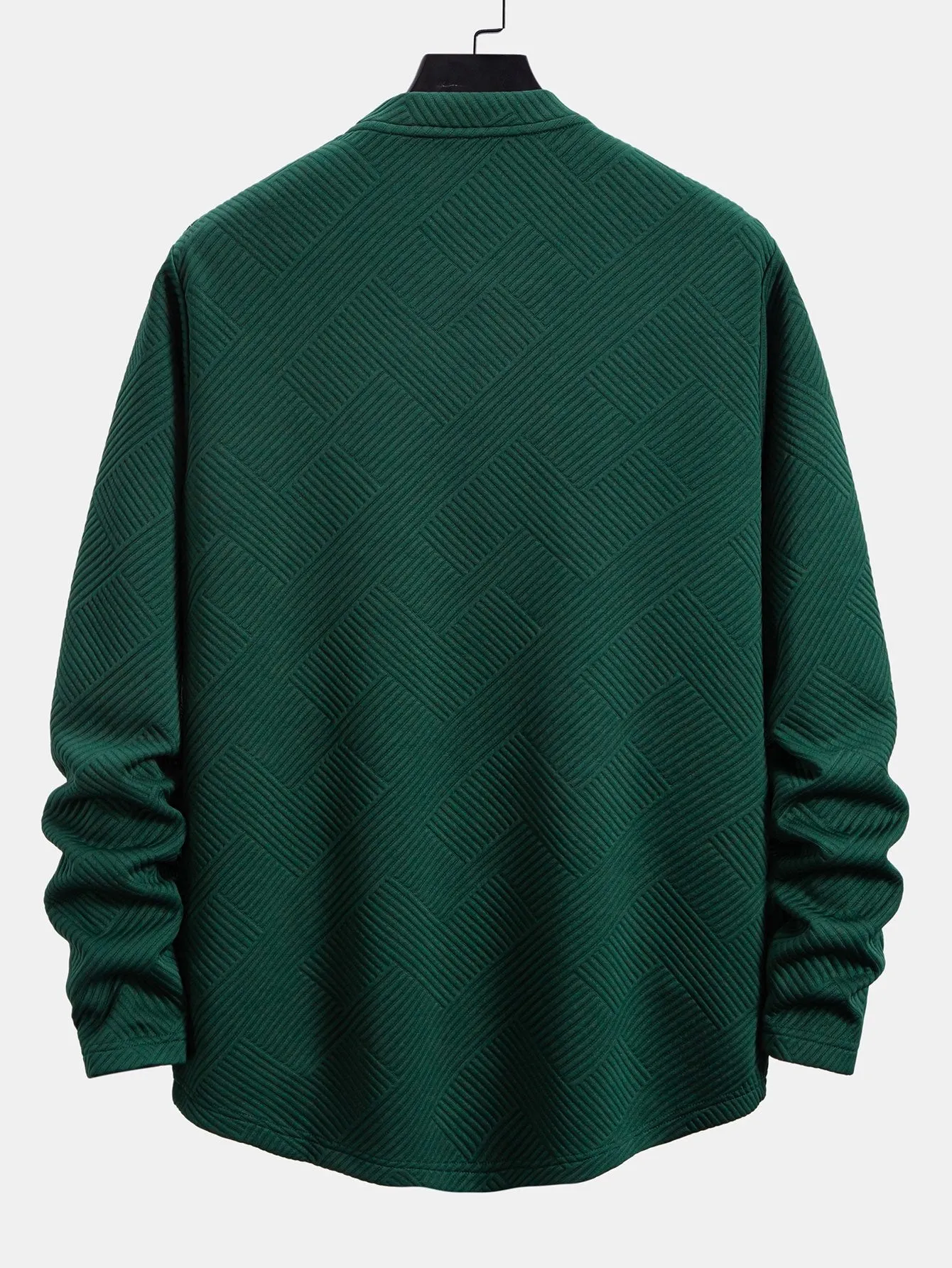 Long Sleeve Stripe Jacquard Arc Hem T-Shirt sold by Hoooyi product image thumbnail 2