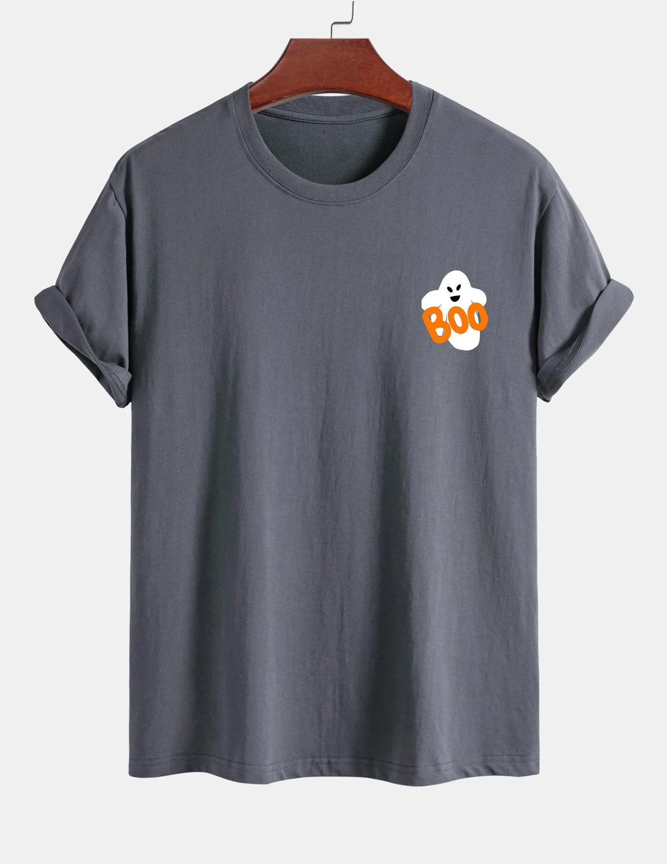 Regular Fit Boo Ghost Print Cotton T-Shirt sold by Hoooyi product image thumbnail 2