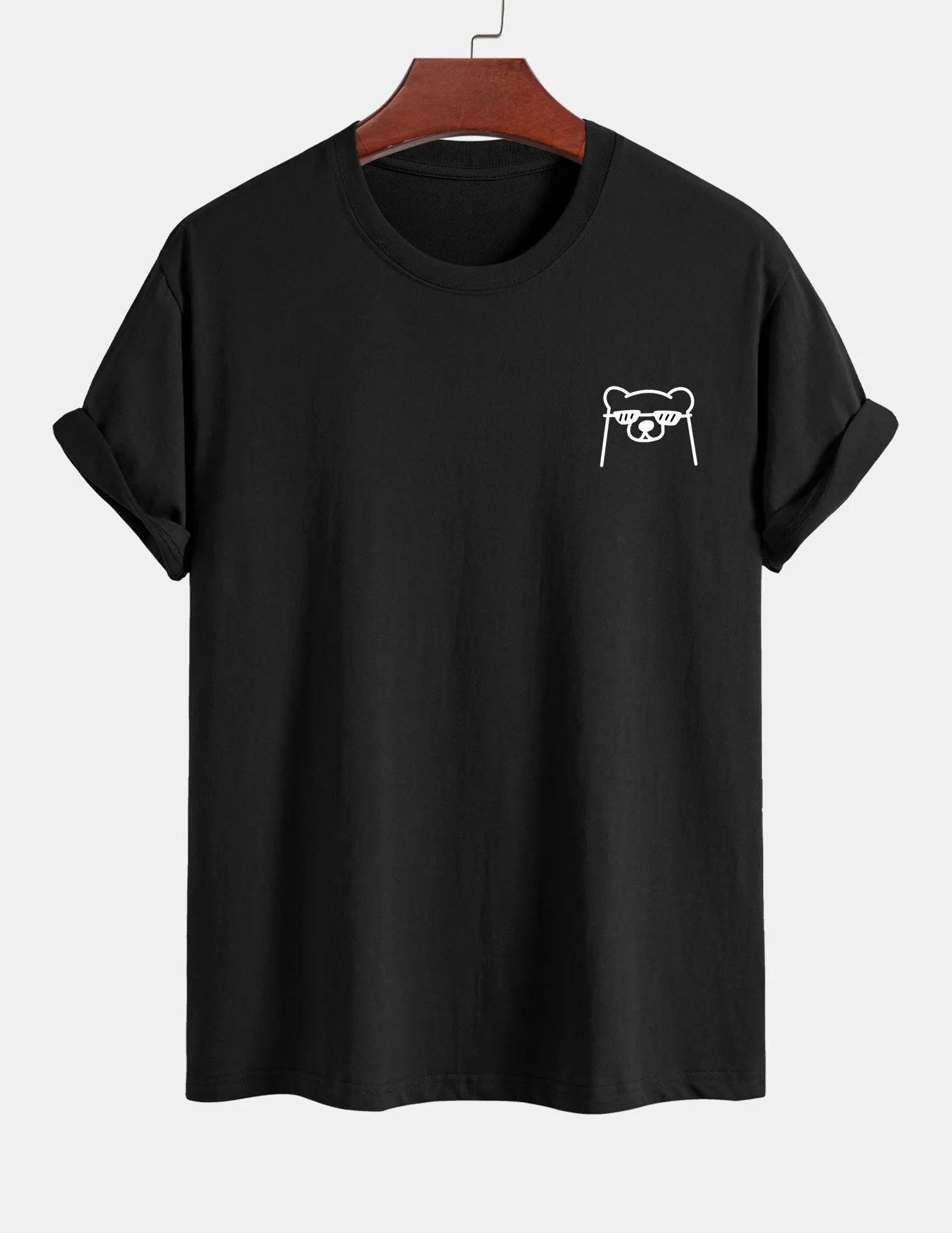 Regular Fit Bear With Sunglasses Print Cotton T-Shirt sold by Hoooyi product image thumbnail 3
