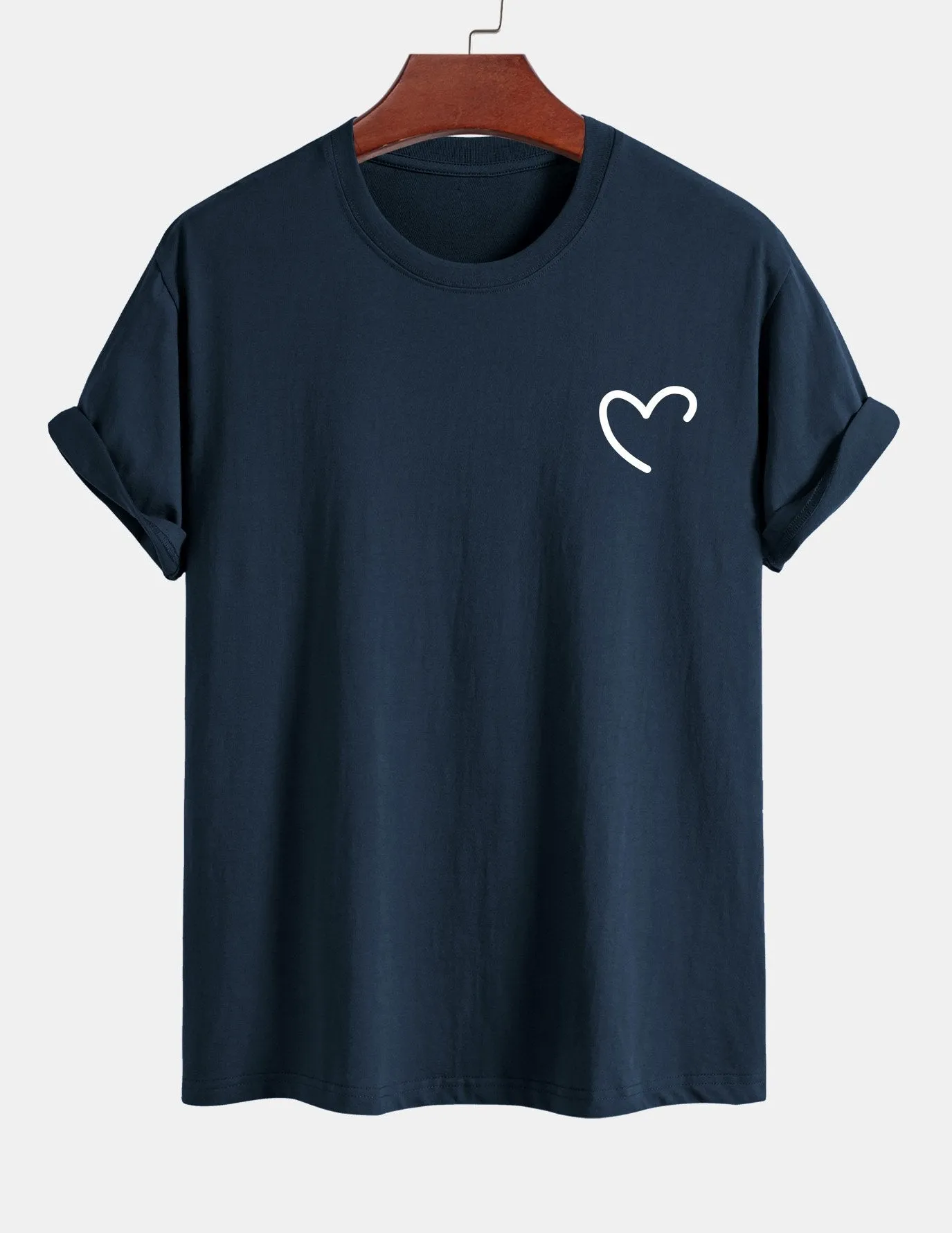 Regular Fit Heart Print Cotton T-Shirt sold by Hoooyi product image thumbnail 5