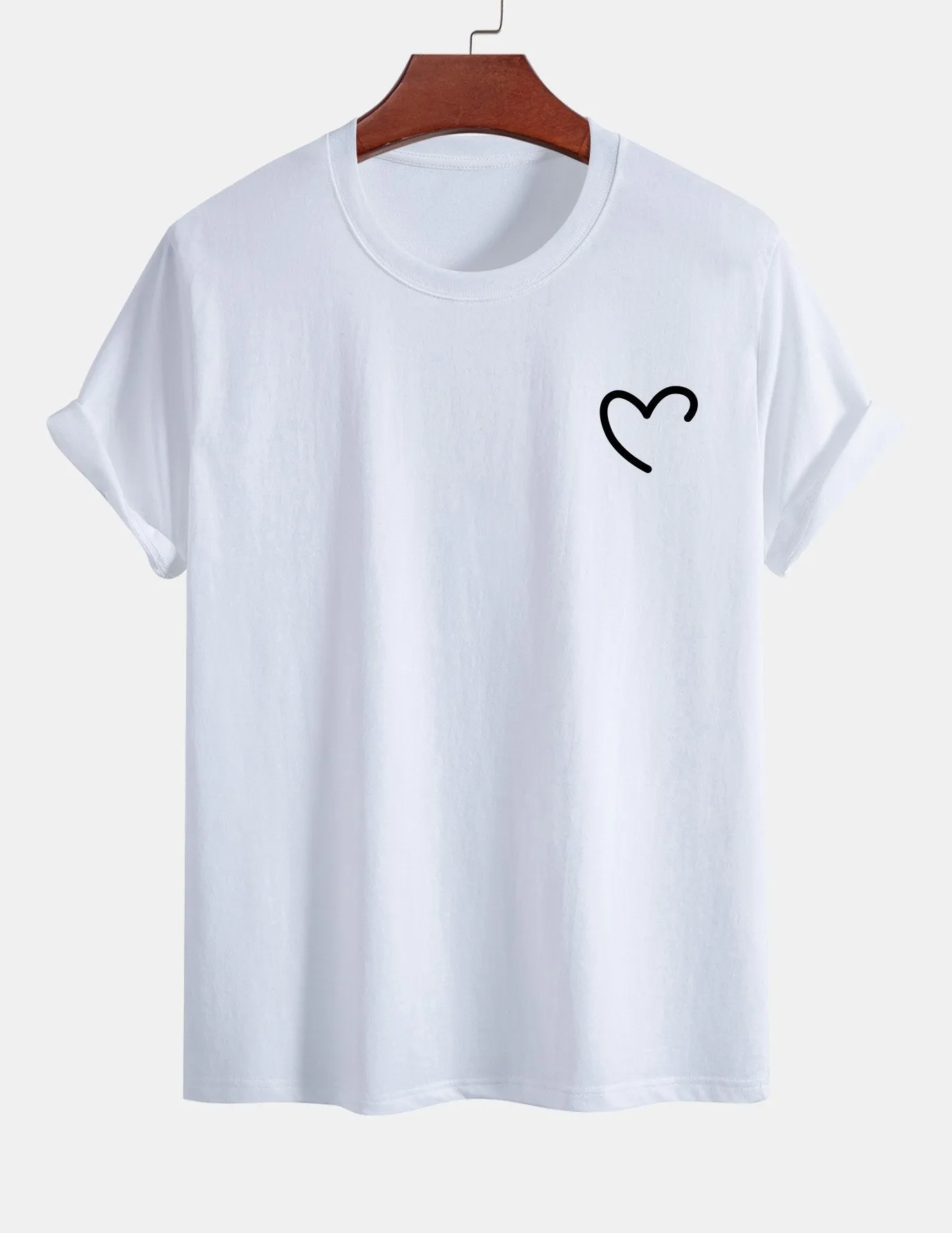 Regular Fit Heart Print Cotton T-Shirt sold by Hoooyi product image thumbnail 3
