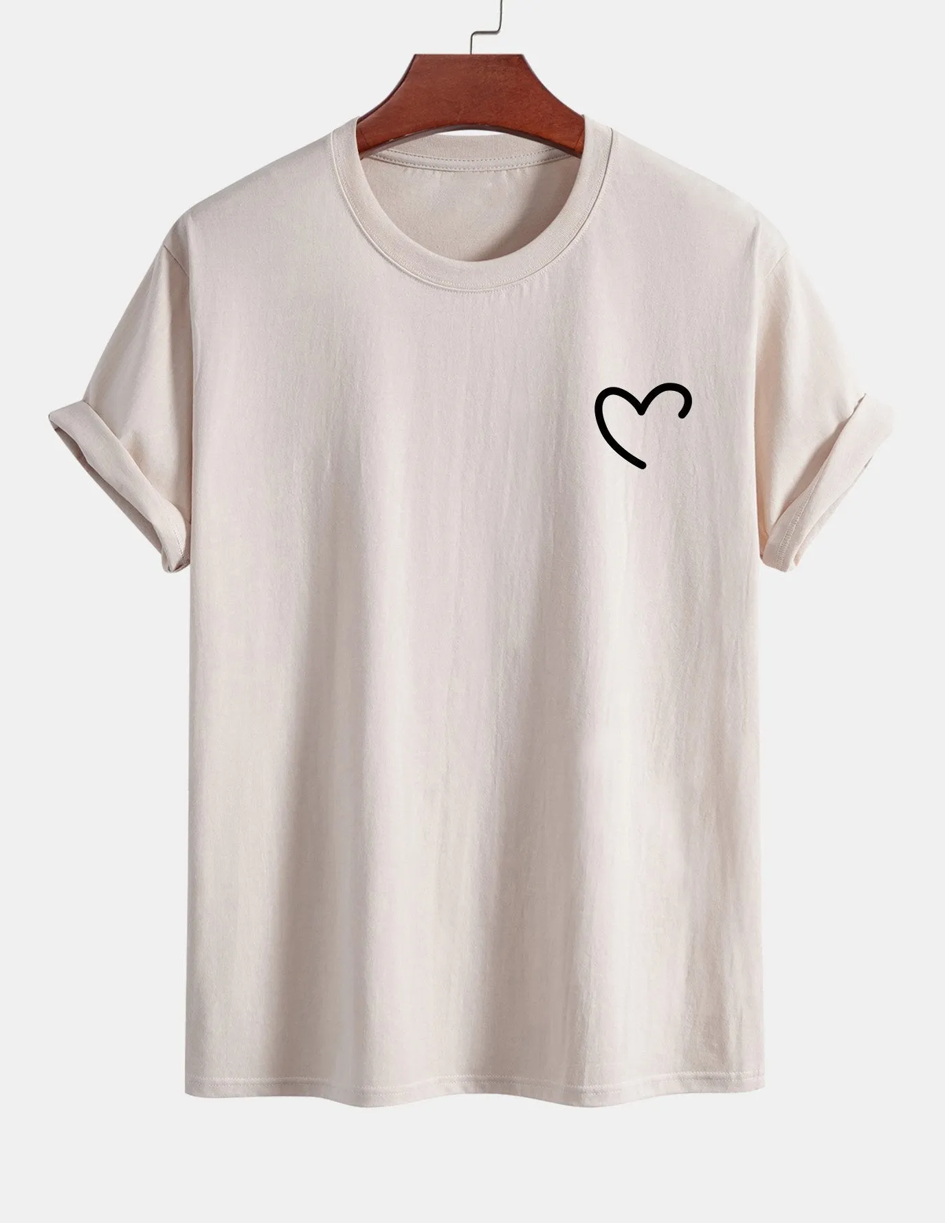 Regular Fit Heart Print Cotton T-Shirt sold by Hoooyi product image thumbnail 4