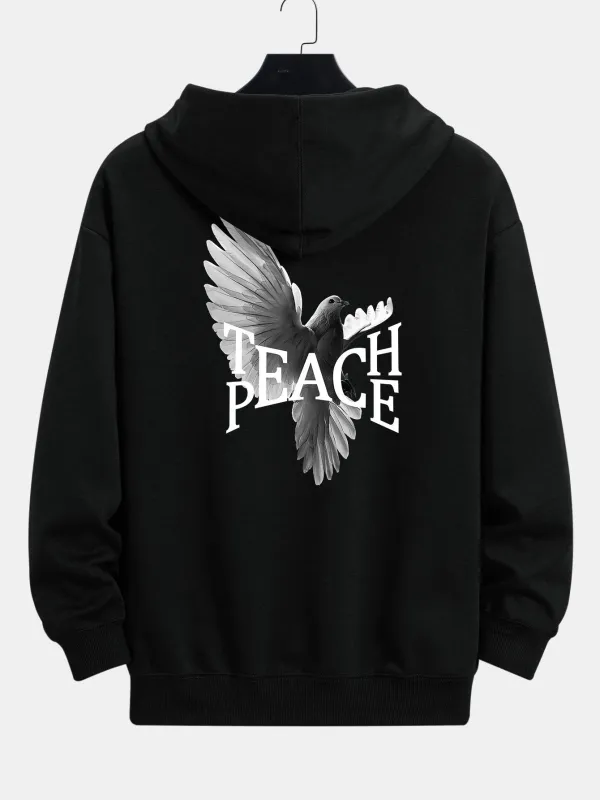 Peace Dove Back Print Relax Fit Hoodie sold by Hoooyi
