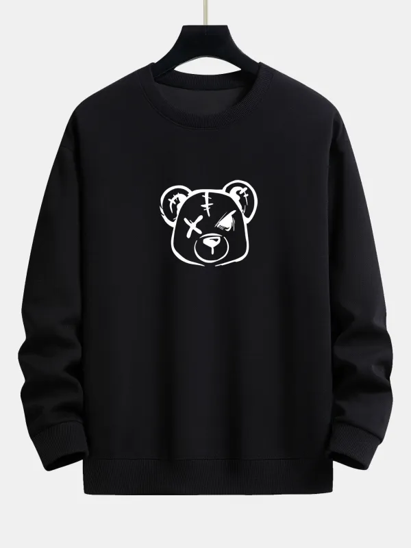 Simple Bear Print Relax Fit Sweatshirt sold by Hoooyi