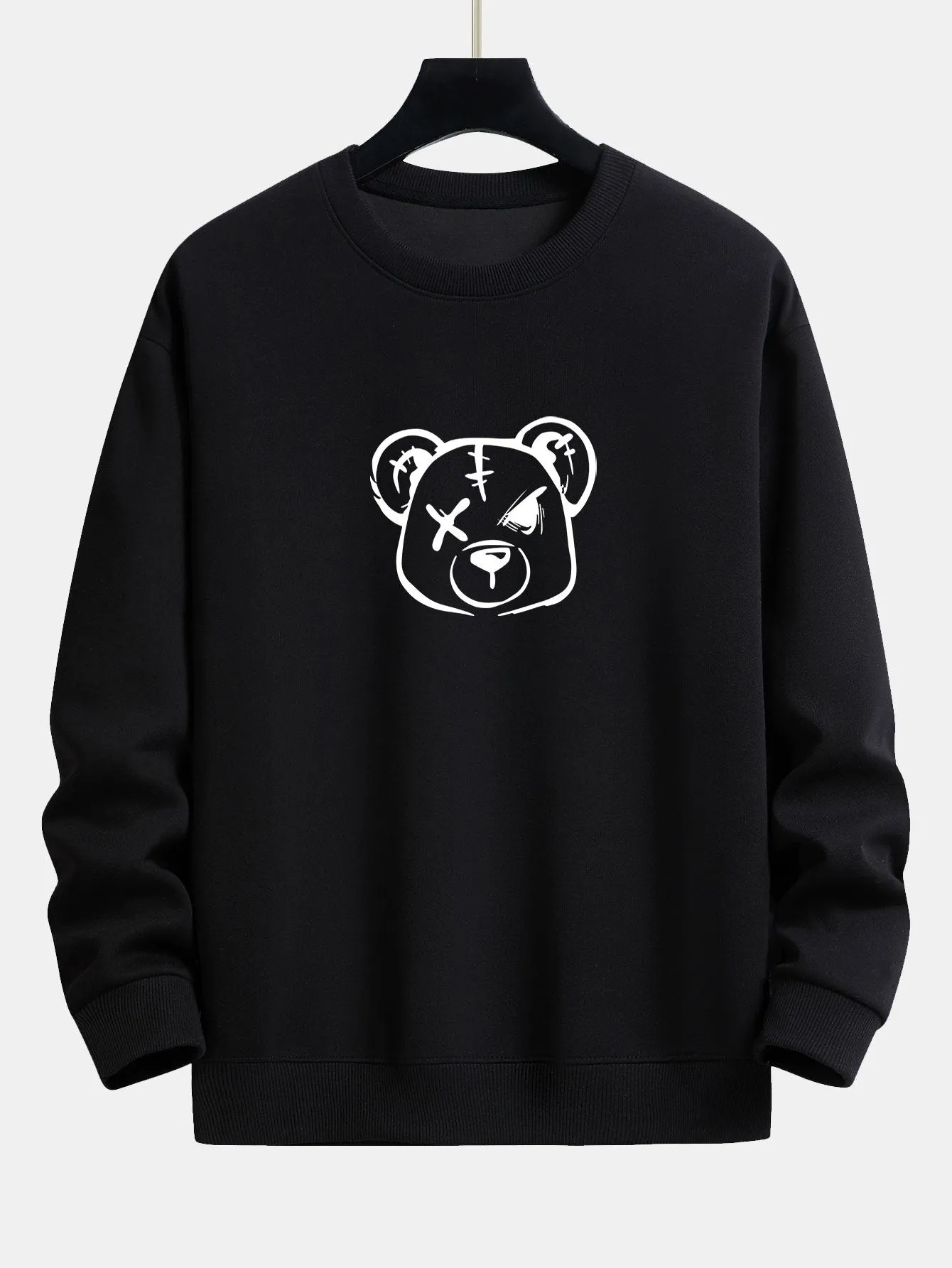 Simple Bear Print Relax Fit Sweatshirt sold by Hoooyi