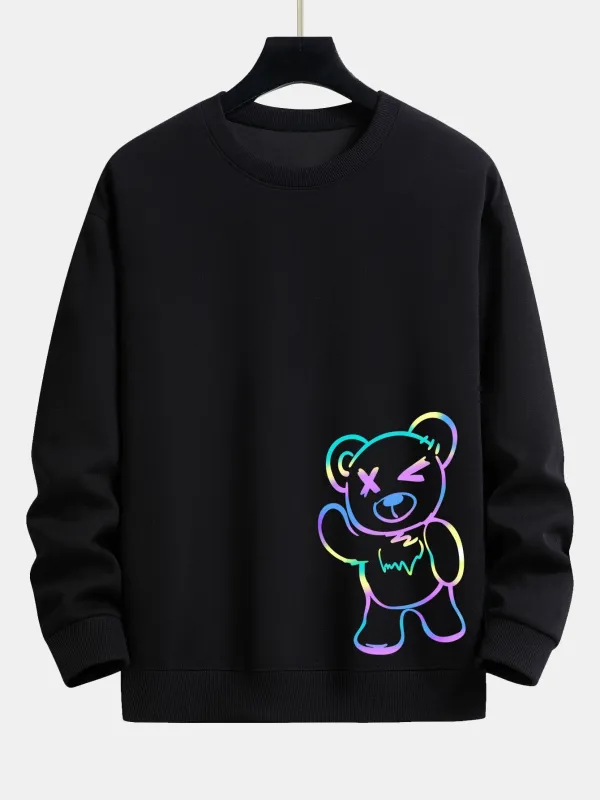 Colorful Bear Print Relax Fit Sweatshirt sold by Hoooyi