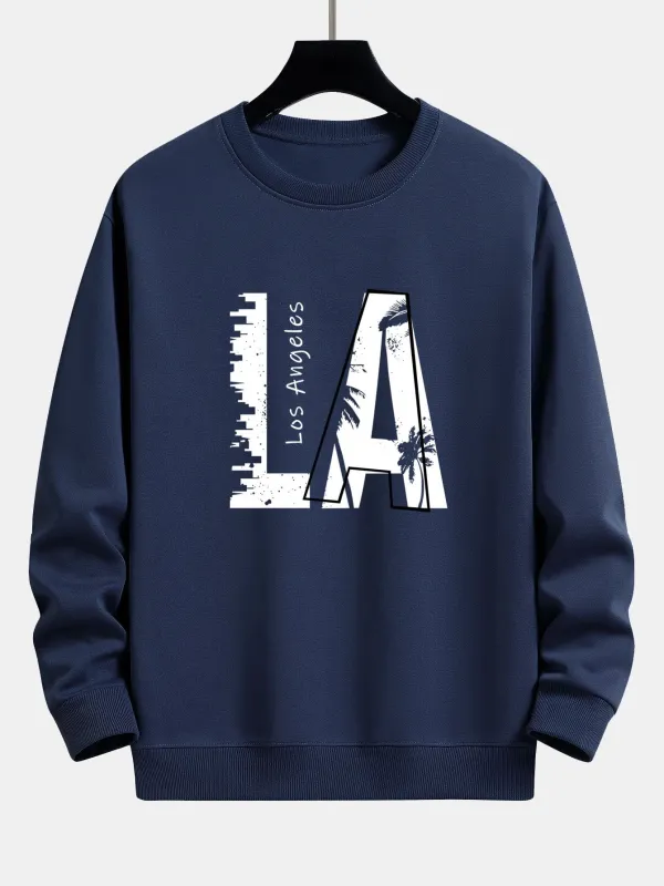 Los Angeles Print Relax Fit Sweatshirt made by Hoooyi