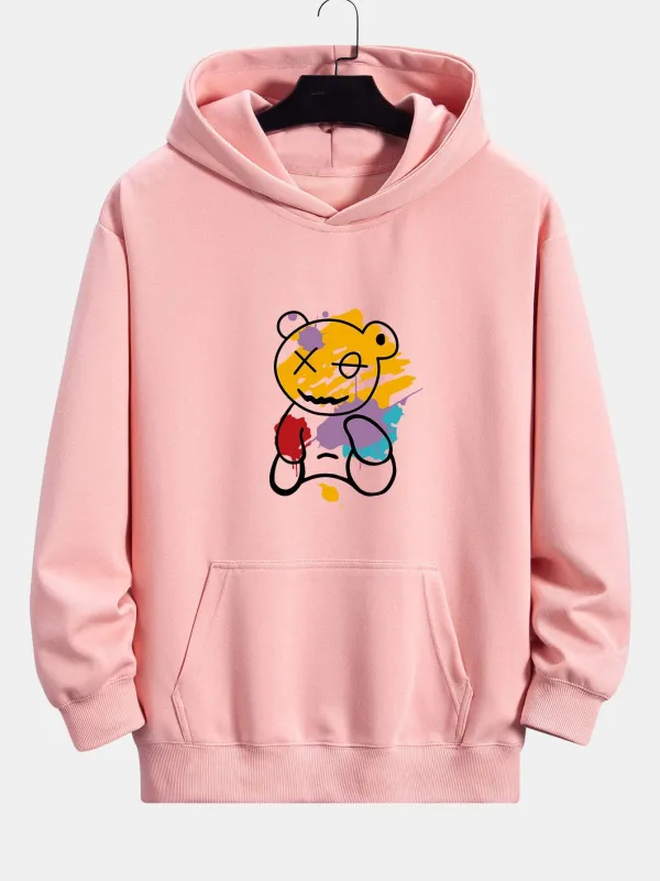Graffiti Bear Print Relax Fit Hoodie sold by Hoooyi