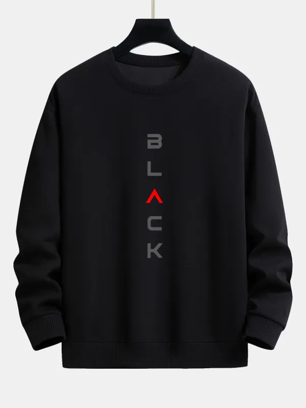 Black Print Relax Fit Sweatshirt made by Hoooyi