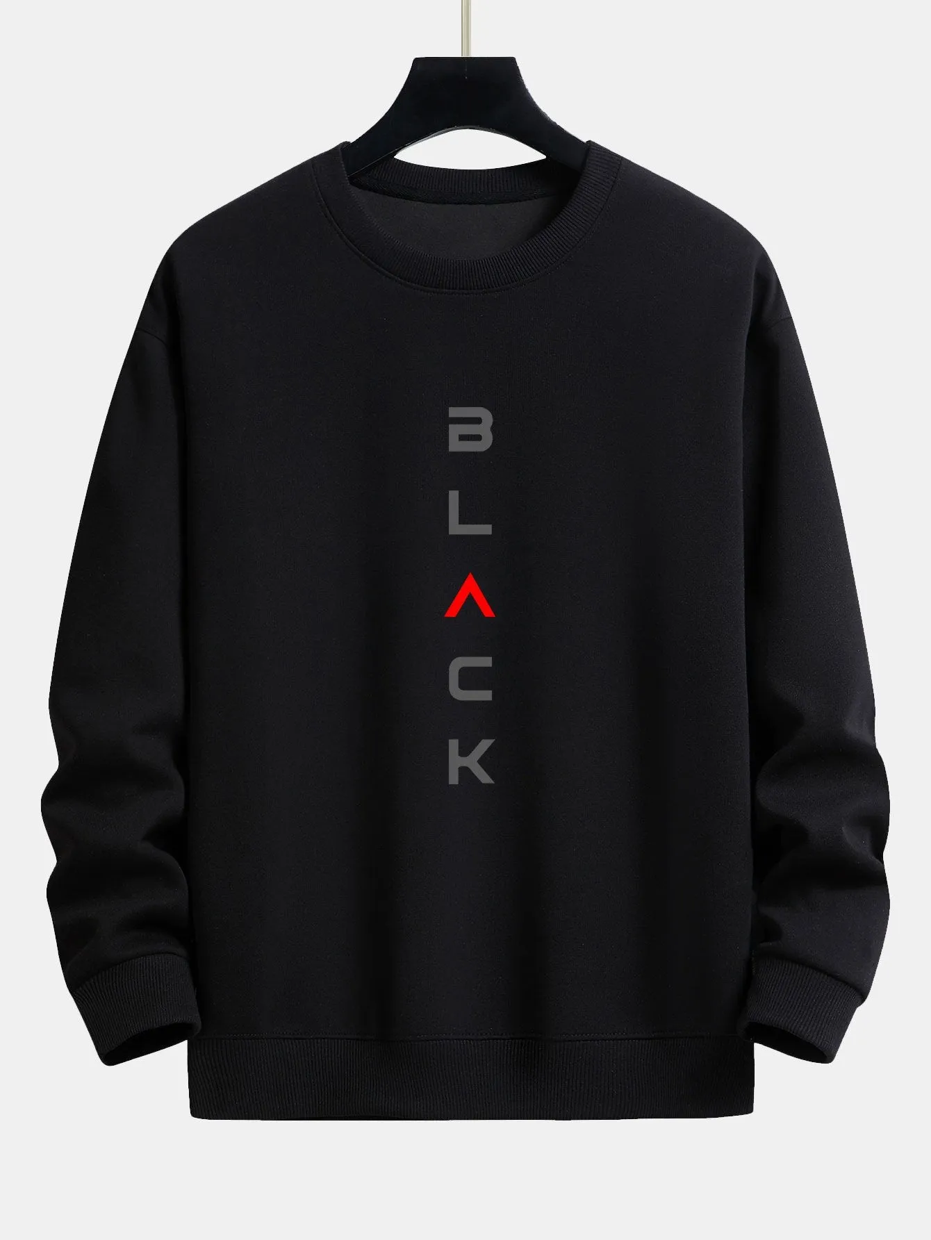 Black Print Relax Fit Sweatshirt sold by Hoooyi