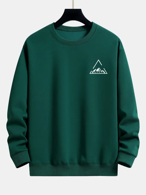 Triangle Mountain Print Relax Fit Sweatshirt sold by Hoooyi