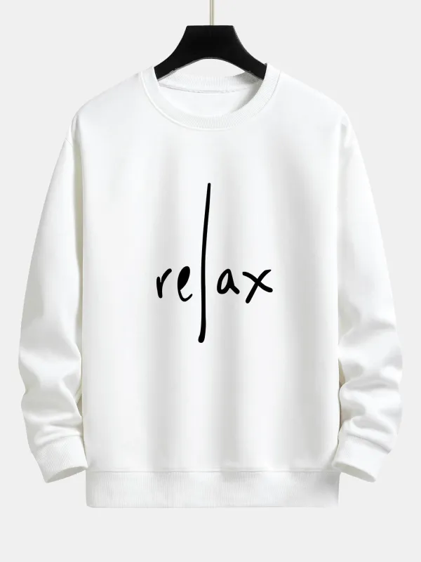 Relax Slogan Print Relax Fit Sweatshirt sold by Hoooyi