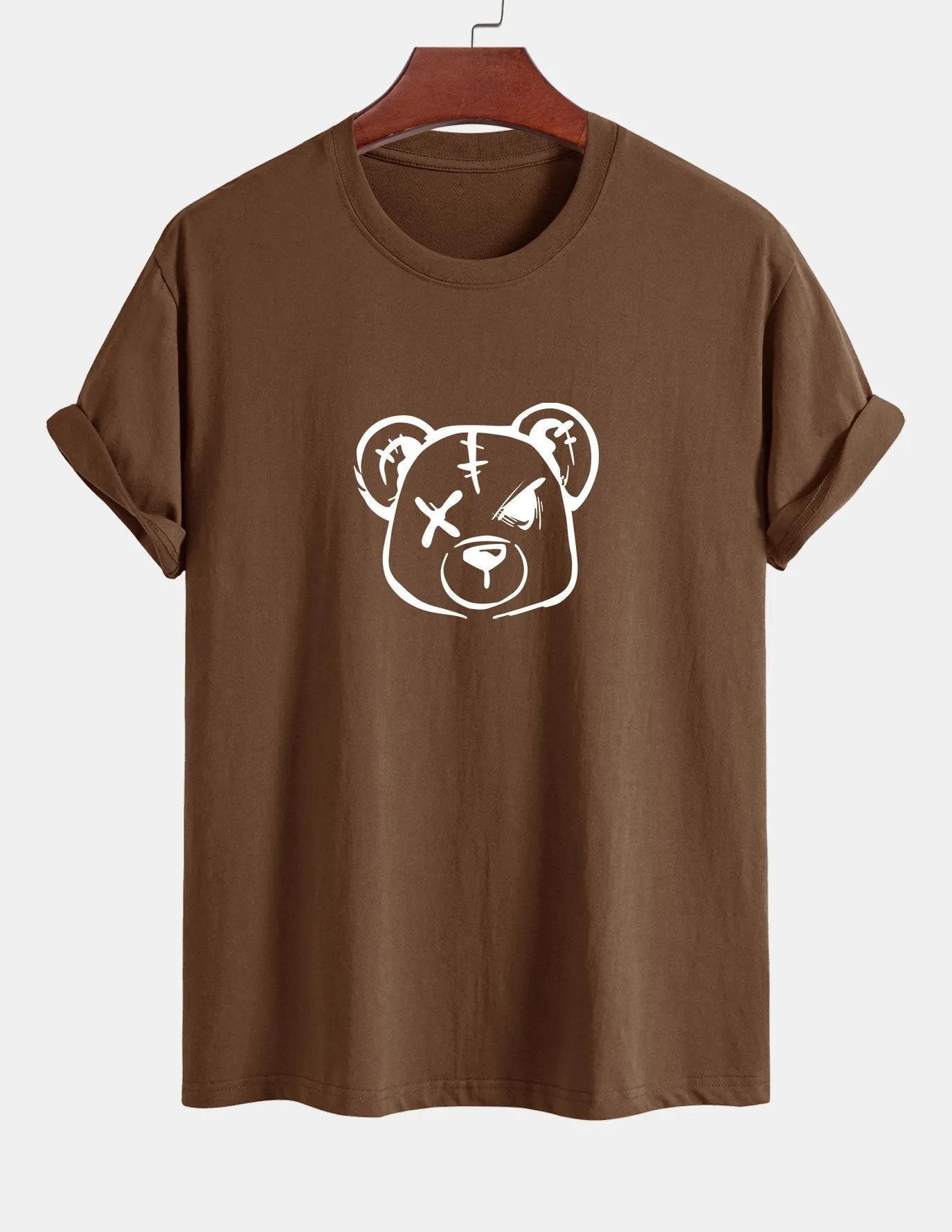 Regular Fit Bear Print Cotton T-Shirt sold by Hoooyi product image thumbnail 4