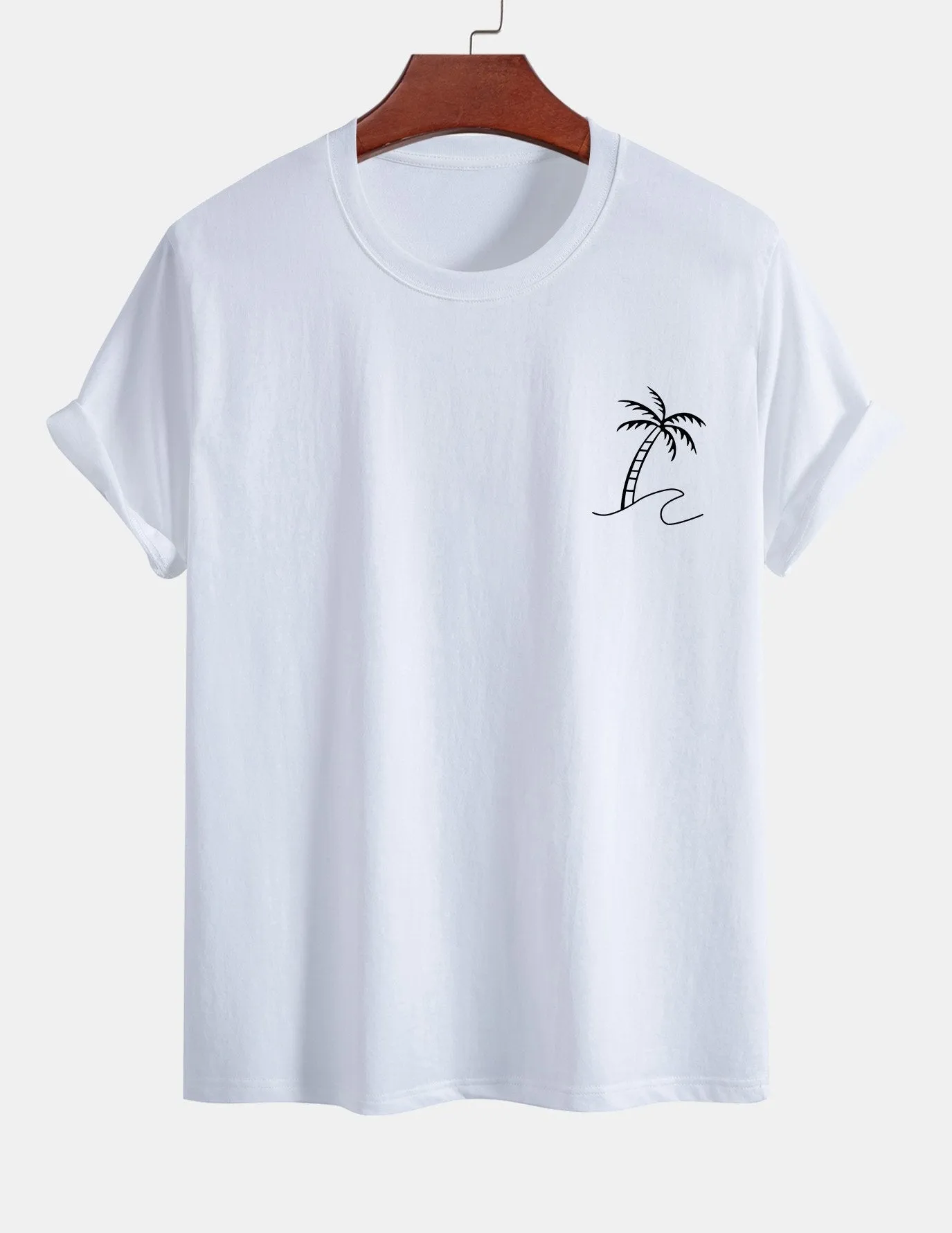 Regular Fit Palm Tree Print Cotton T-Shirt sold by Hoooyi product image thumbnail 2
