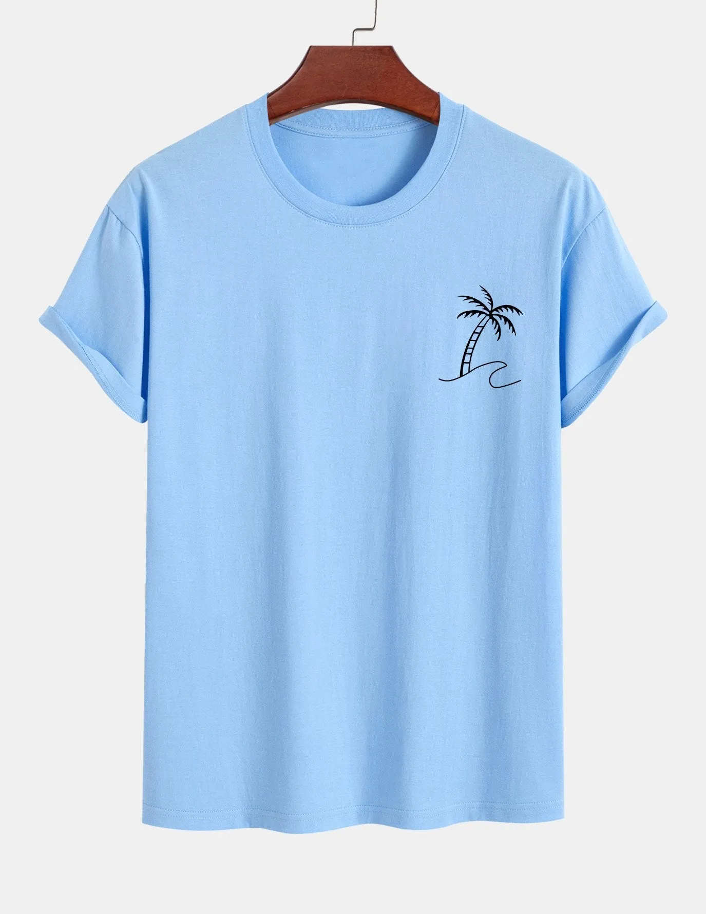 Regular Fit Palm Tree Print Cotton T-Shirt sold by Hoooyi product image thumbnail 3