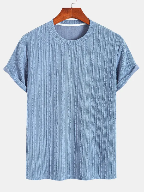 Muscle Fit Ribbed T-Shirt sold by Hoooyi