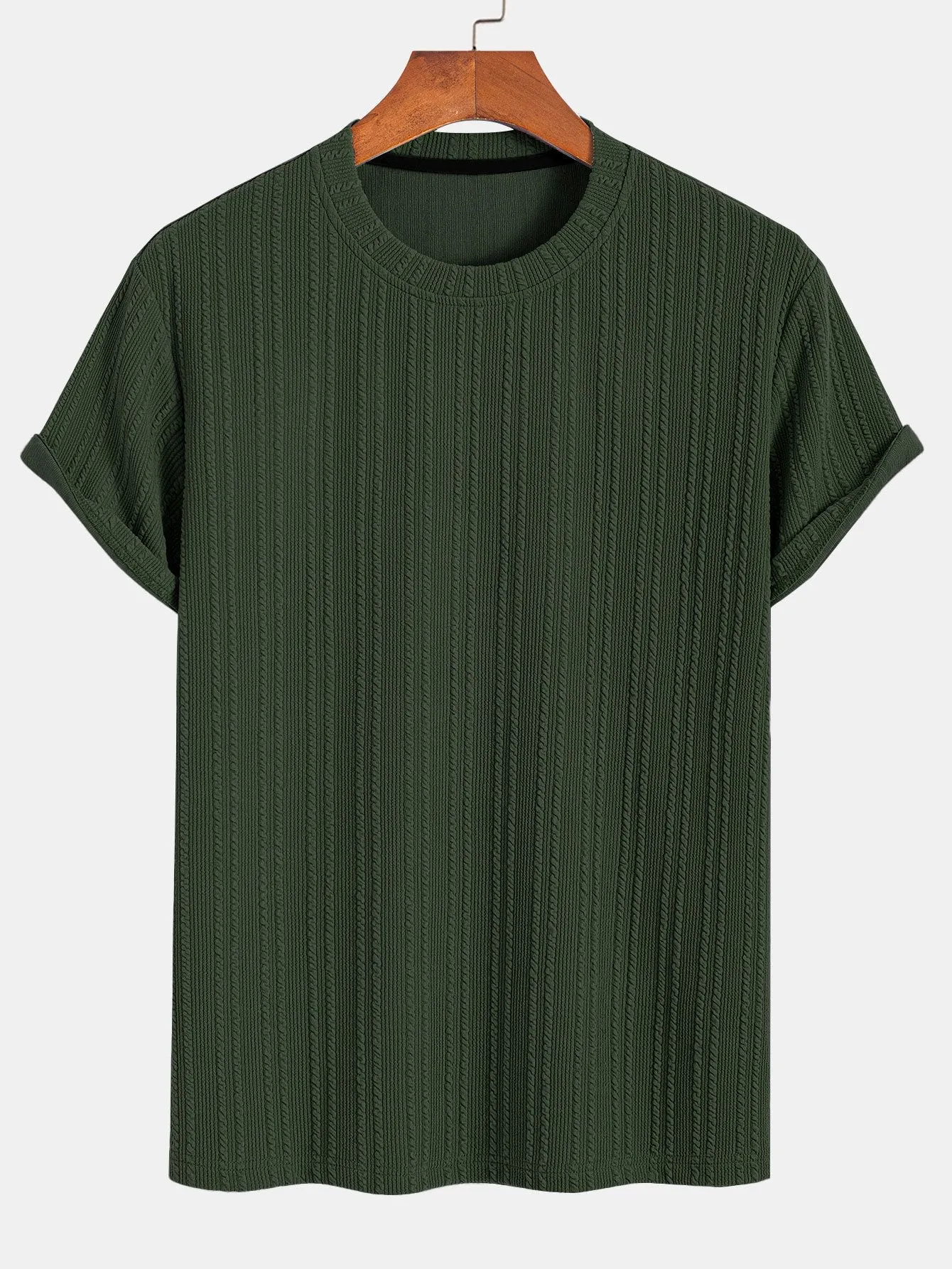 Muscle Fit Ribbed T-Shirt sold by Hoooyi product image thumbnail 3