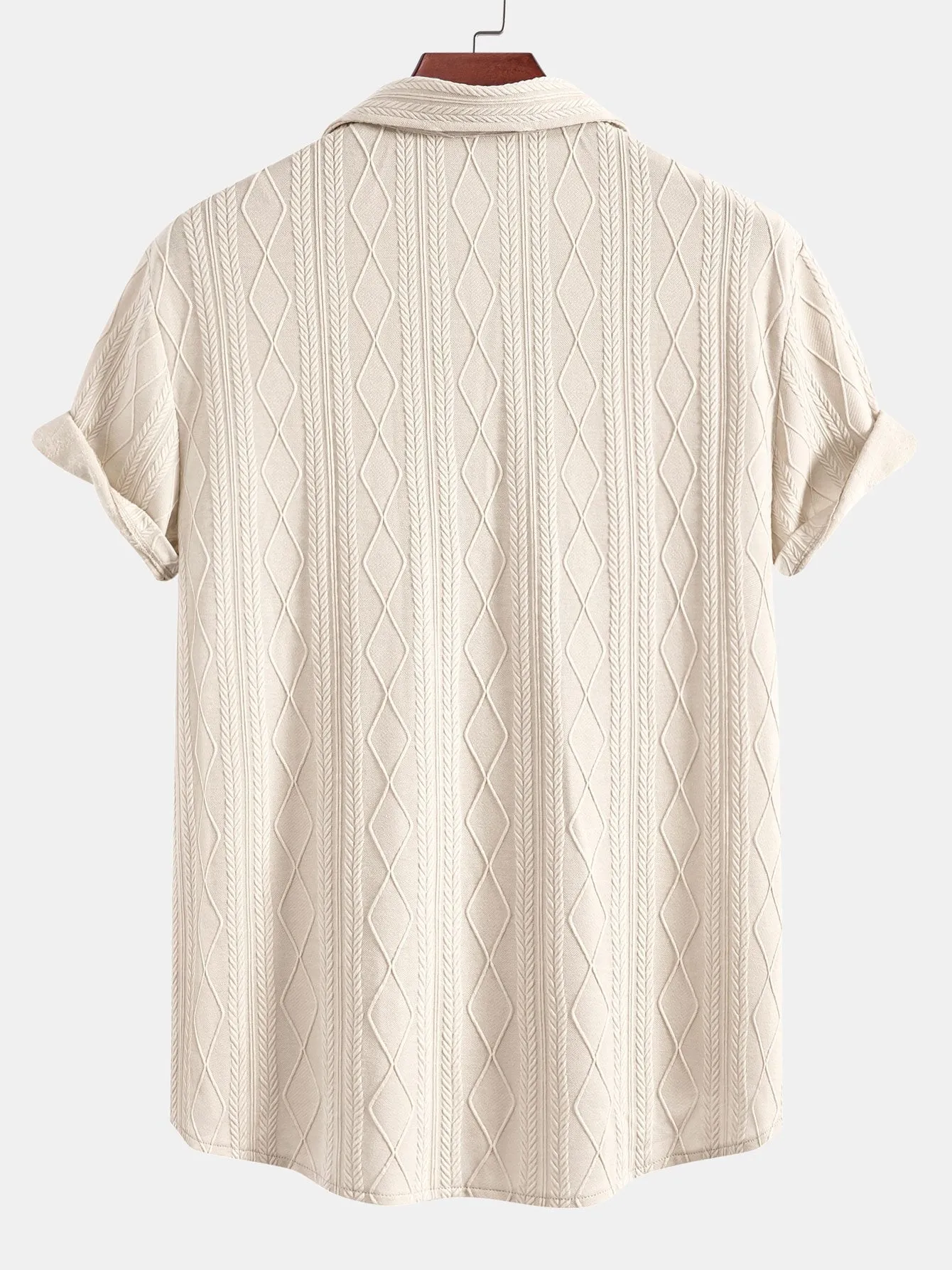 Knitted Geometric Rhombus Jacquard Button Up Shirt sold by Hoooyi product image thumbnail 4