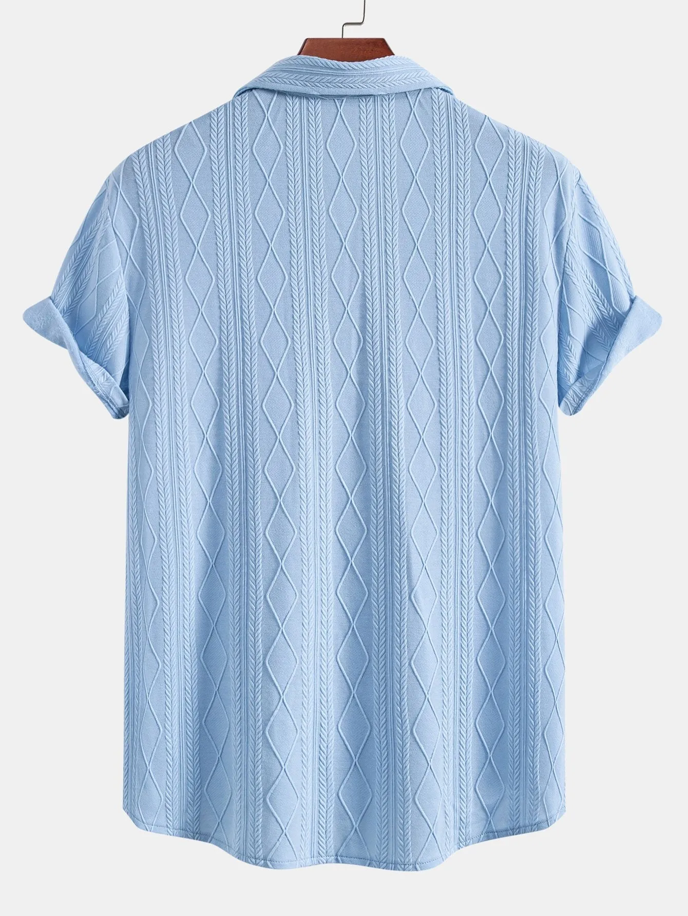 Knitted Geometric Rhombus Jacquard Button Up Shirt sold by Hoooyi product image thumbnail 2