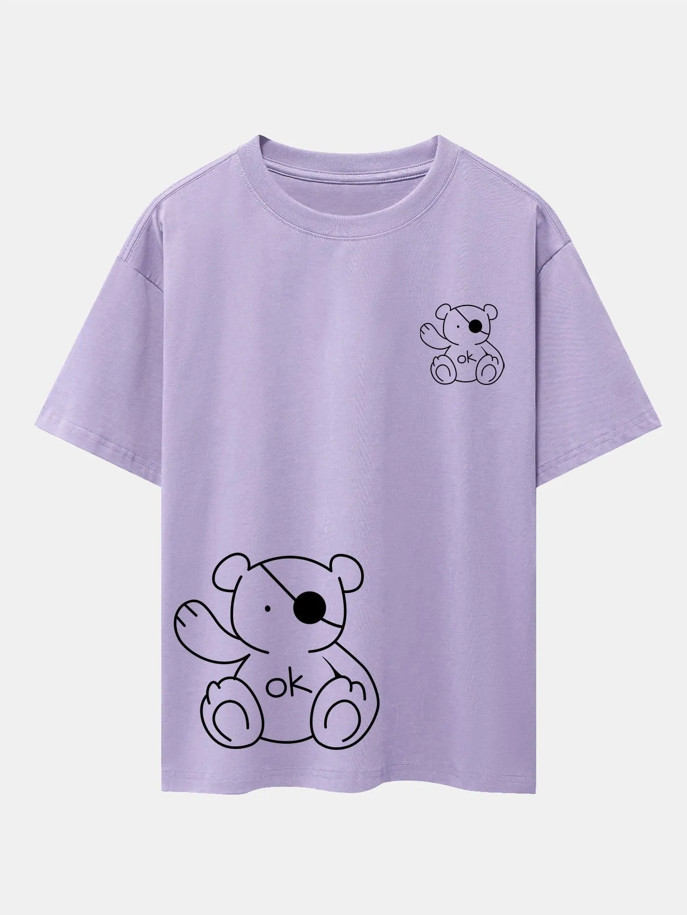 Bear Print Drop Shoulder Oversize T-Shirt sold by Hoooyi product image thumbnail 5
