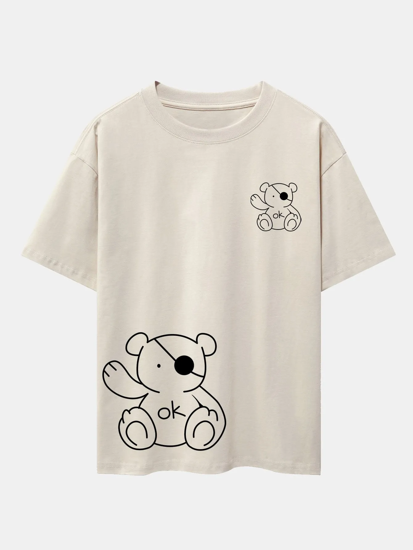 Bear Print Drop Shoulder Oversize T-Shirt sold by Hoooyi product image thumbnail 4
