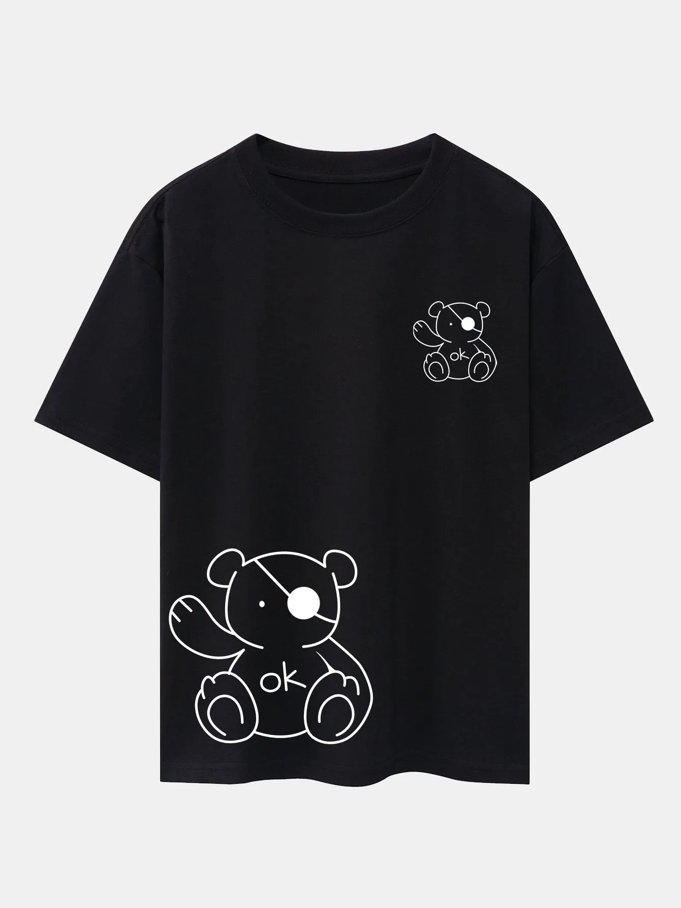 Bear Print Drop Shoulder Oversize T-Shirt sold by Hoooyi product image thumbnail 2