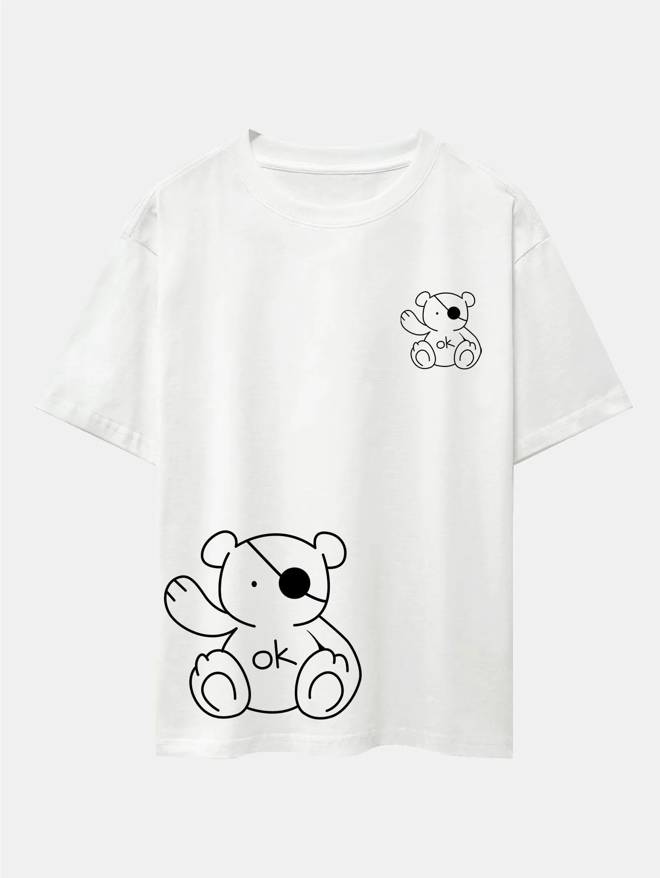 Bear Print Drop Shoulder Oversize T-Shirt sold by Hoooyi product image thumbnail 3