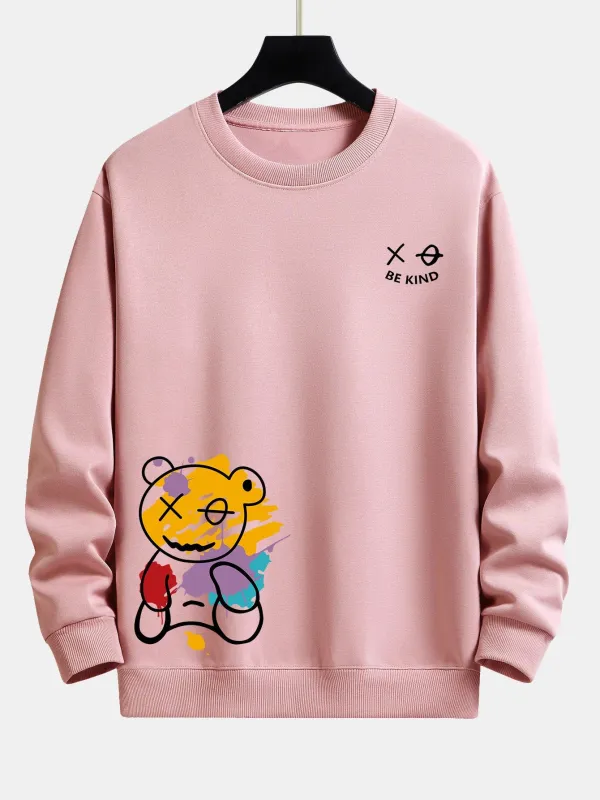 Graffiti Bear Print Relax Fit Sweatshirt sold by Hoooyi