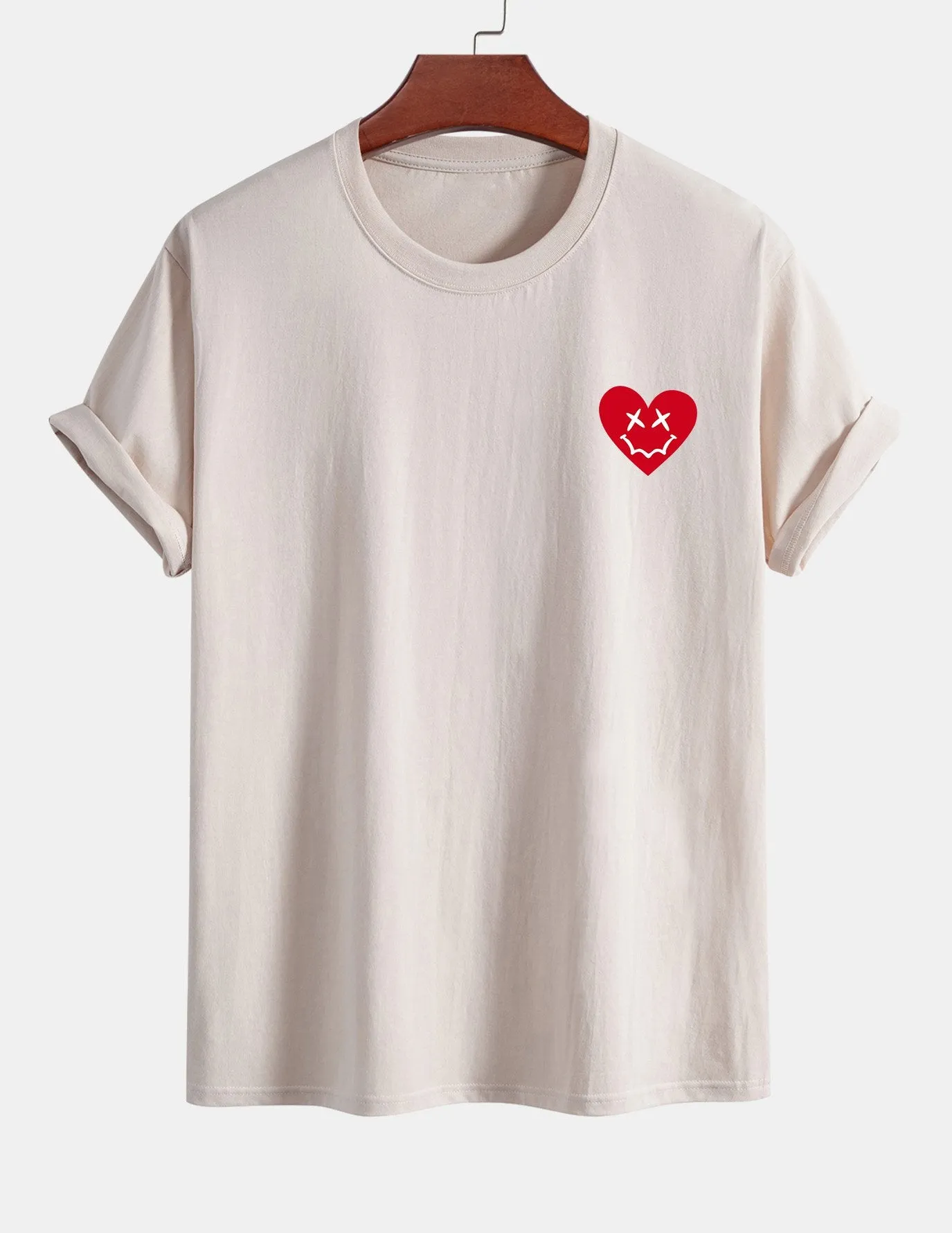 Regular Fit Heart Smiley Face Print Cotton T-Shirt sold by Hoooyi product image thumbnail 4