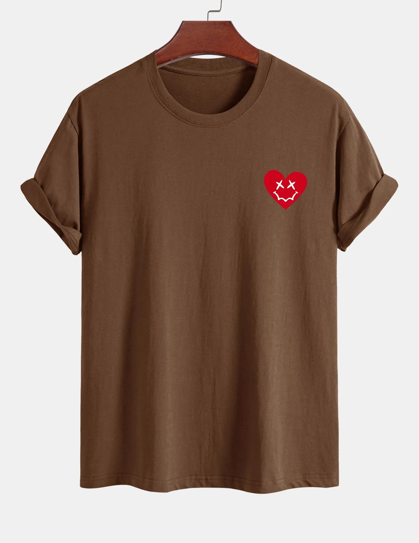 Regular Fit Heart Smiley Face Print Cotton T-Shirt sold by Hoooyi product image thumbnail 5