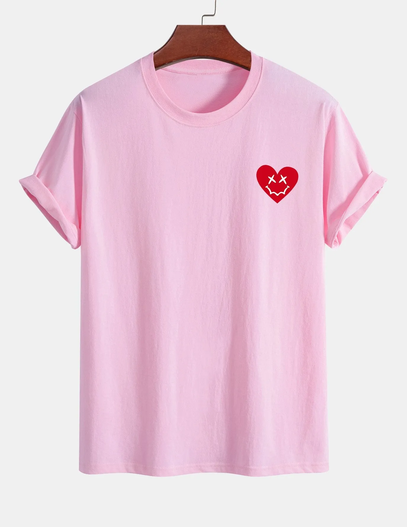 Regular Fit Heart Smiley Face Print Cotton T-Shirt sold by Hoooyi product image thumbnail 3