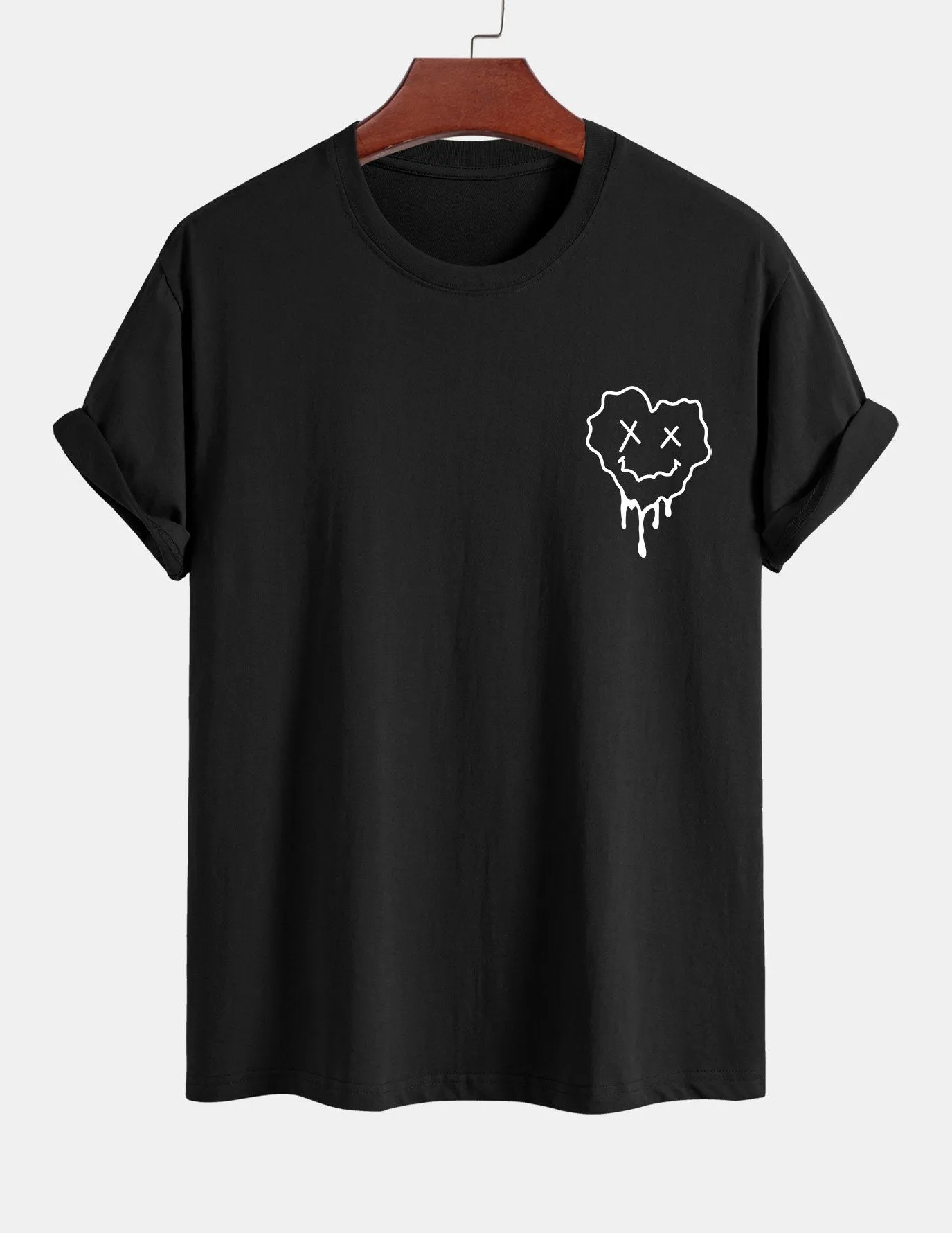 Regular Fit Dissolving Heart Smiley Face Print Cotton T-Shirt sold by Hoooyi product image thumbnail 2