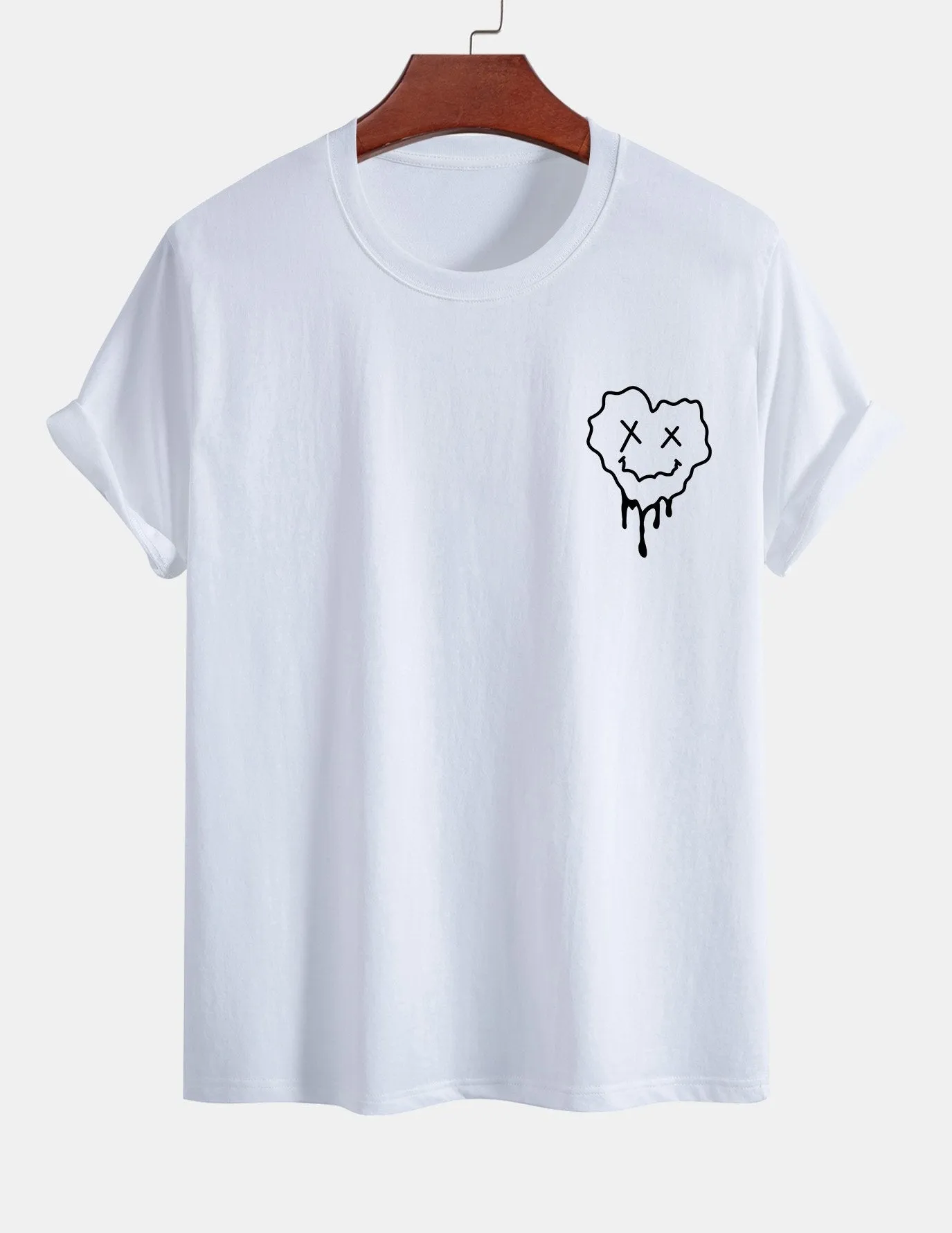 Regular Fit Dissolving Heart Smiley Face Print Cotton T-Shirt sold by Hoooyi product image thumbnail 3
