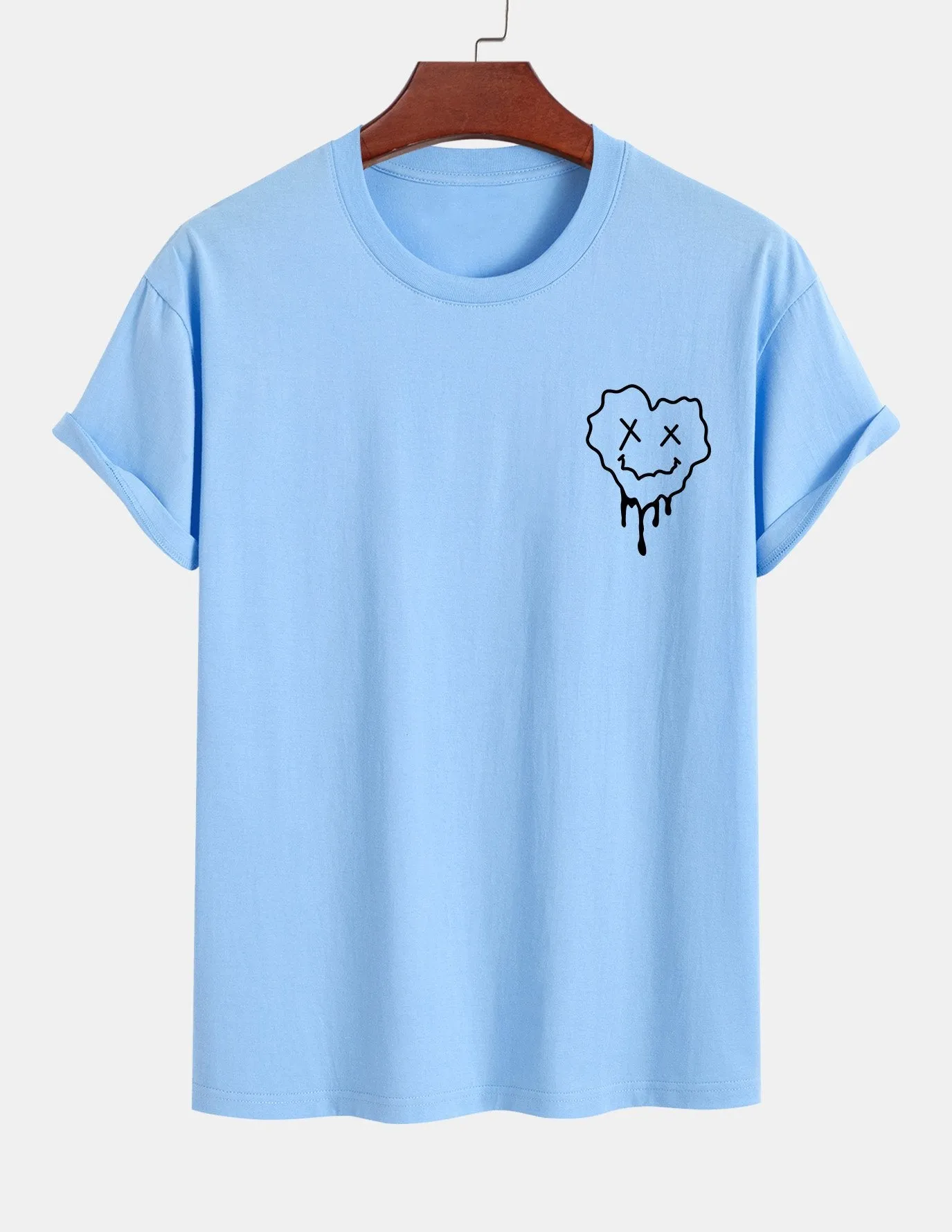 Regular Fit Dissolving Heart Smiley Face Print Cotton T-Shirt sold by Hoooyi product image thumbnail 5