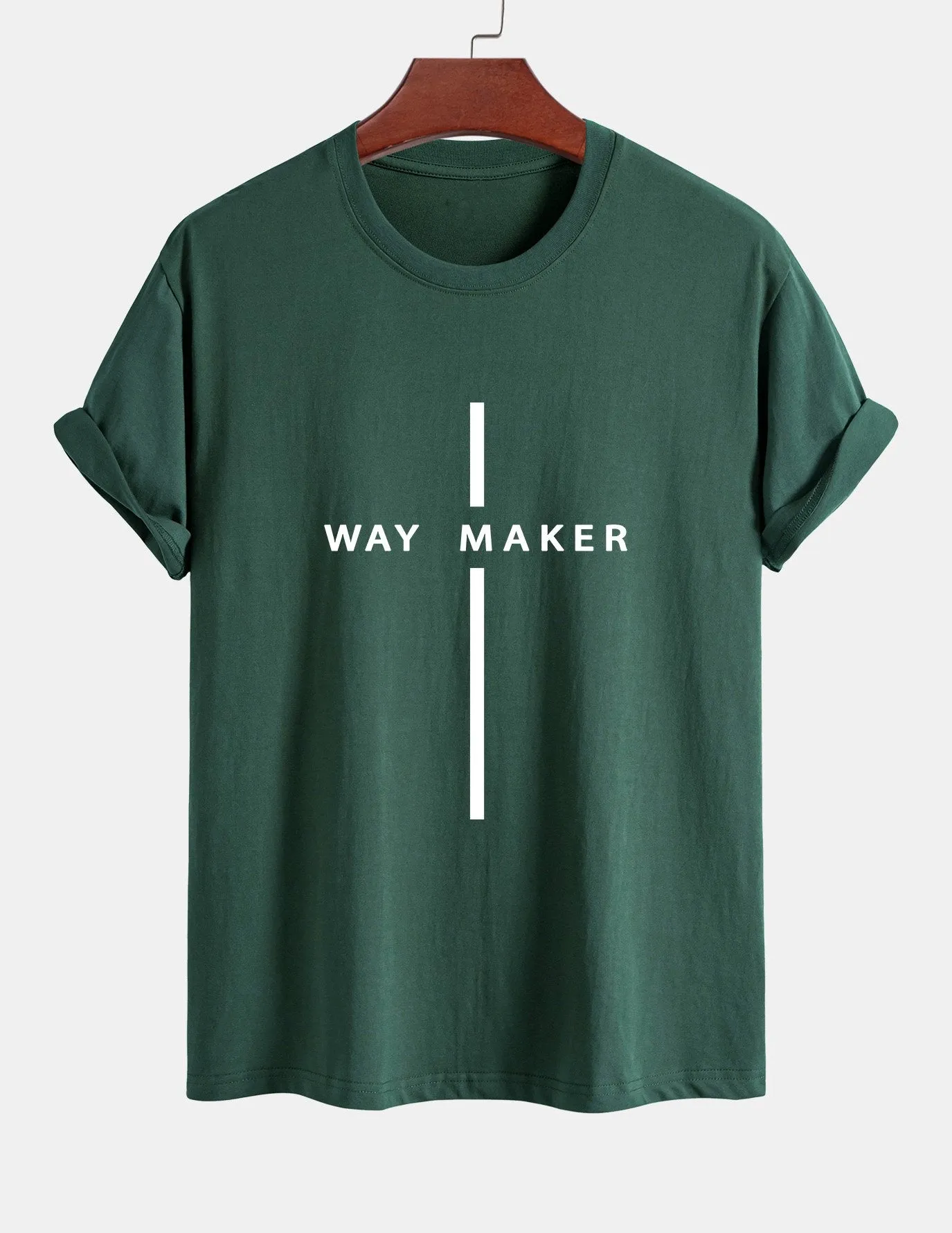 Regular Fit Way Maker Stripe Print Cotton T-Shirt sold by Hoooyi product image thumbnail 5