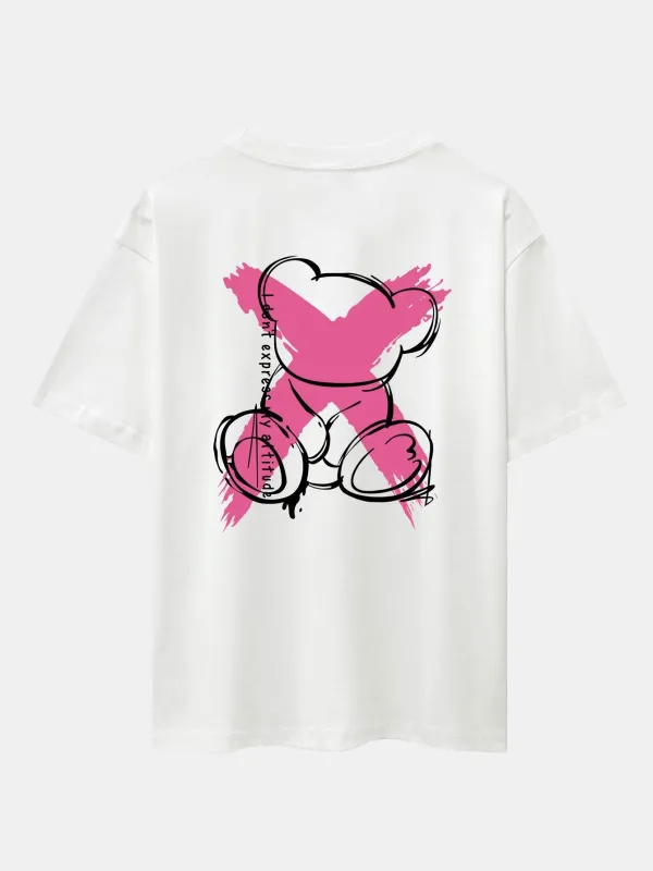 Graffiti Bear Print Drop Shoulder Oversize T-Shirt made by Hoooyi