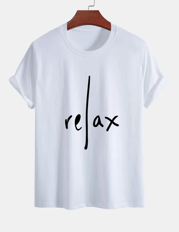 Regular Fit Relax Print Cotton T-Shirt sold by Hoooyi