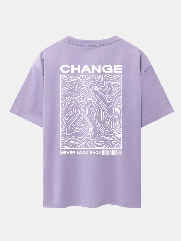 Marble Texture Slogan Back Print Drop Shoulder Oversize T-Shirt made by Hoooyi