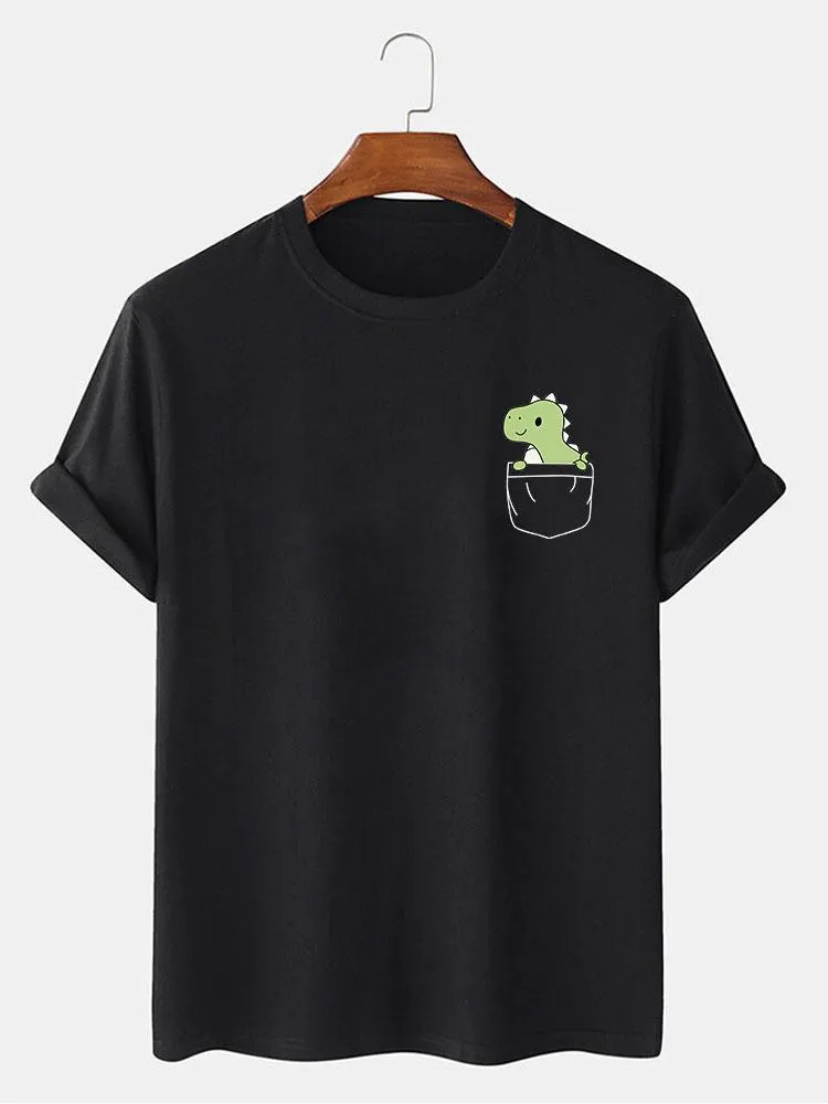 Pocket Dinosaur Print T-Shirt sold by Hoooyi product image thumbnail 3