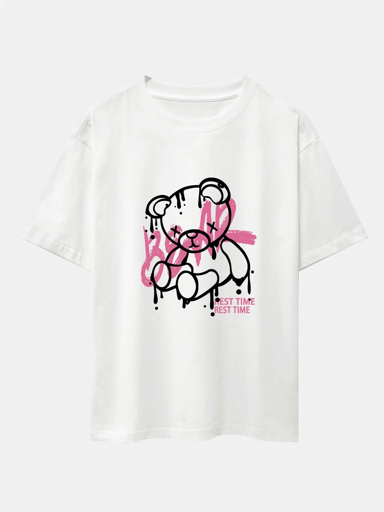 Dissolving Bear Print Drop Shoulder Oversize T-Shirt sold by Hoooyi product image thumbnail 2