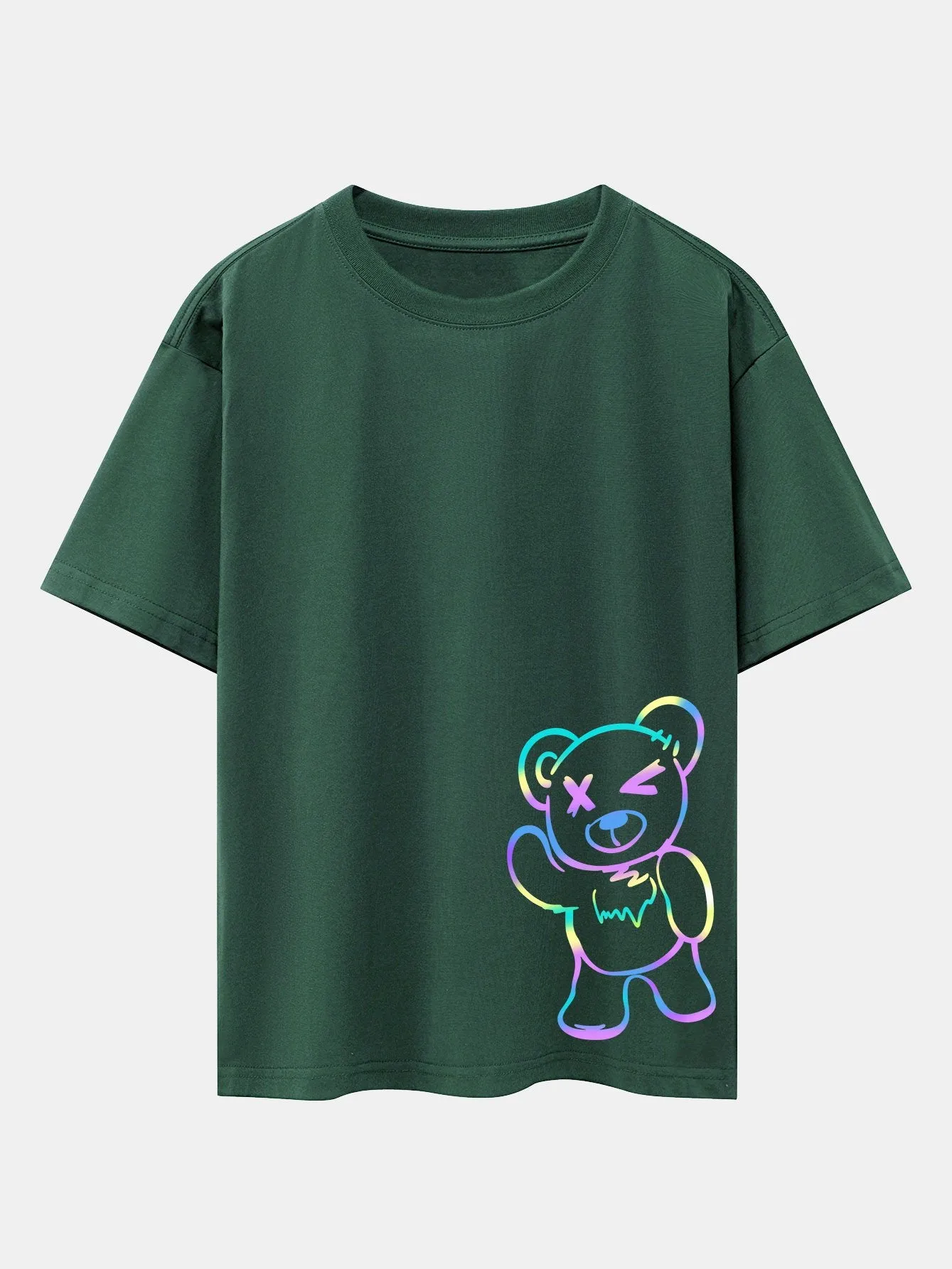 Colorful Bear Print Drop Shoulder Oversize T-Shirt sold by Hoooyi product image thumbnail 4