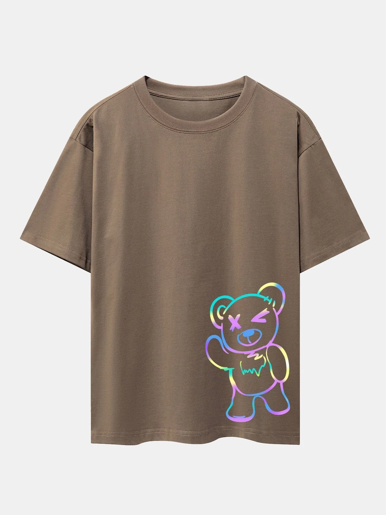 Colorful Bear Print Drop Shoulder Oversize T-Shirt sold by Hoooyi product image thumbnail 2
