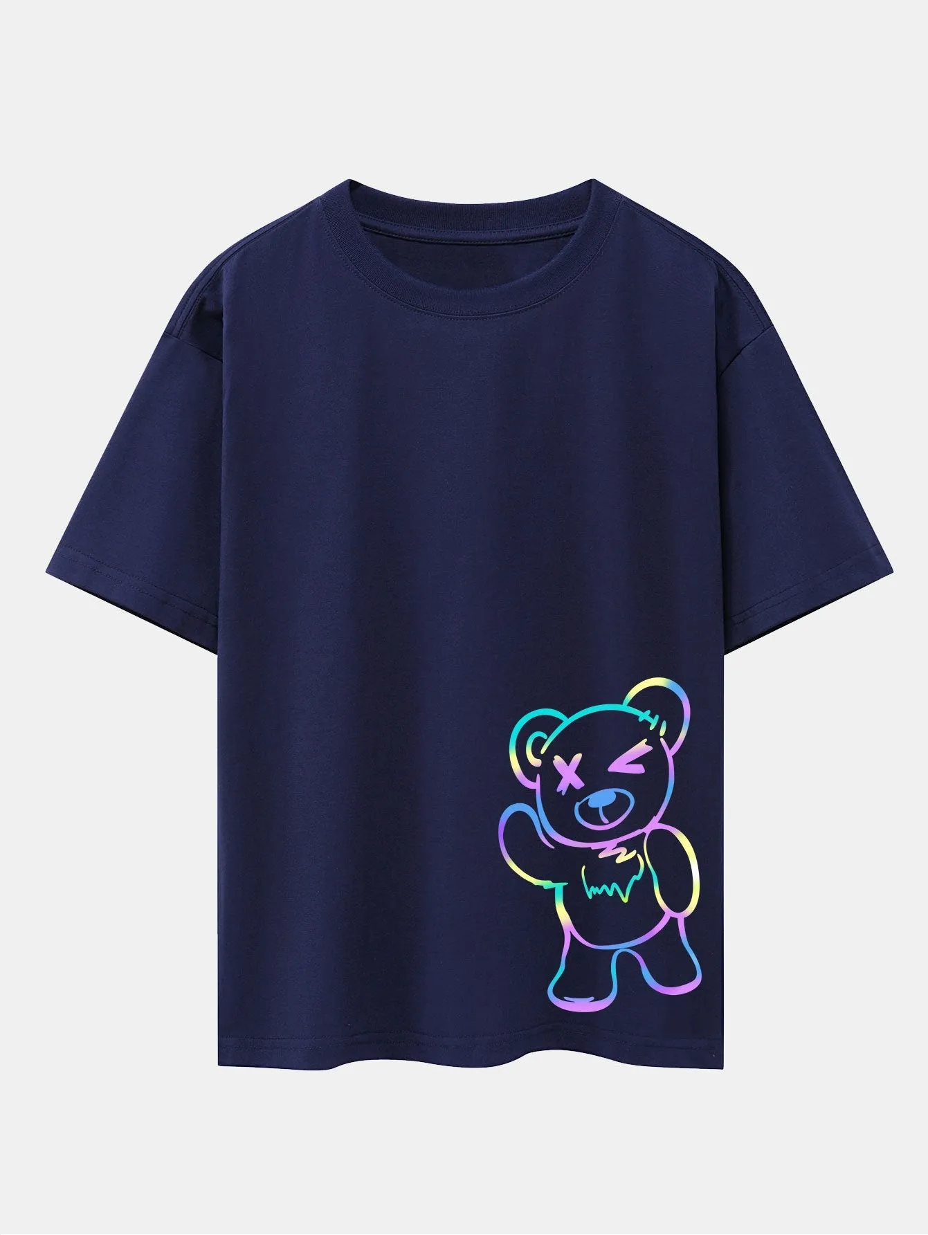 Colorful Bear Print Drop Shoulder Oversize T-Shirt sold by Hoooyi product image thumbnail 5