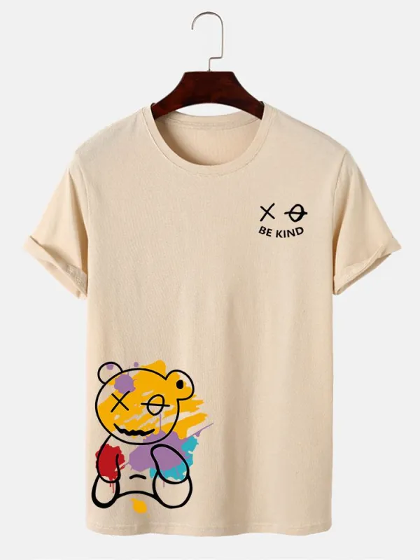 Regular Fit Graffiti Bear Print T-Shirt sold by Hoooyi