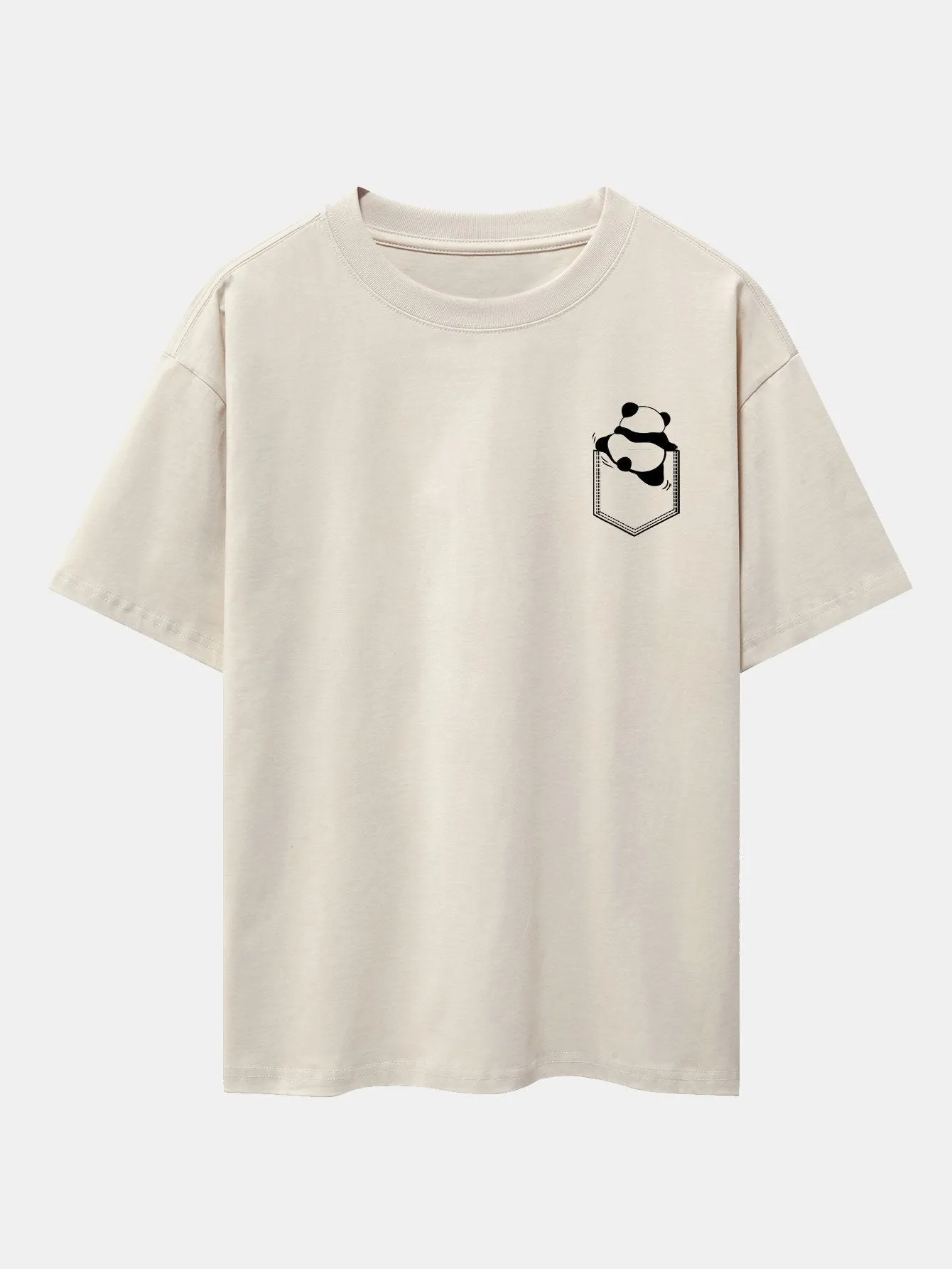 Pocket Panda Print Drop Shoulder Oversize T-Shirt sold by Hoooyi product image thumbnail 2