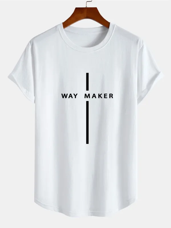 Way Maker Stripe Print Cotton Arc Hem T-Shirt sold by Hoooyi