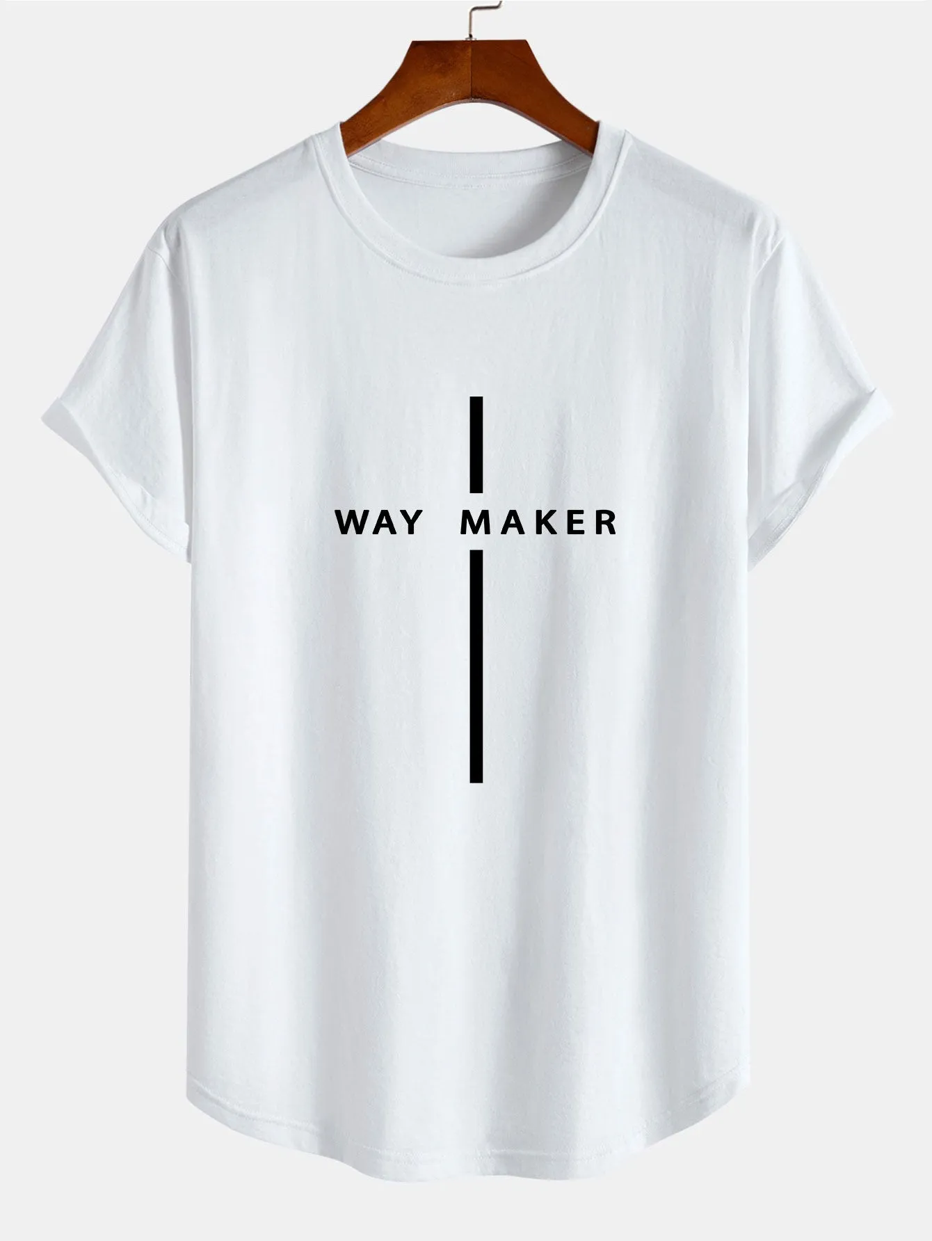 Way Maker Stripe Print Cotton Arc Hem T-Shirt sold by Hoooyi
